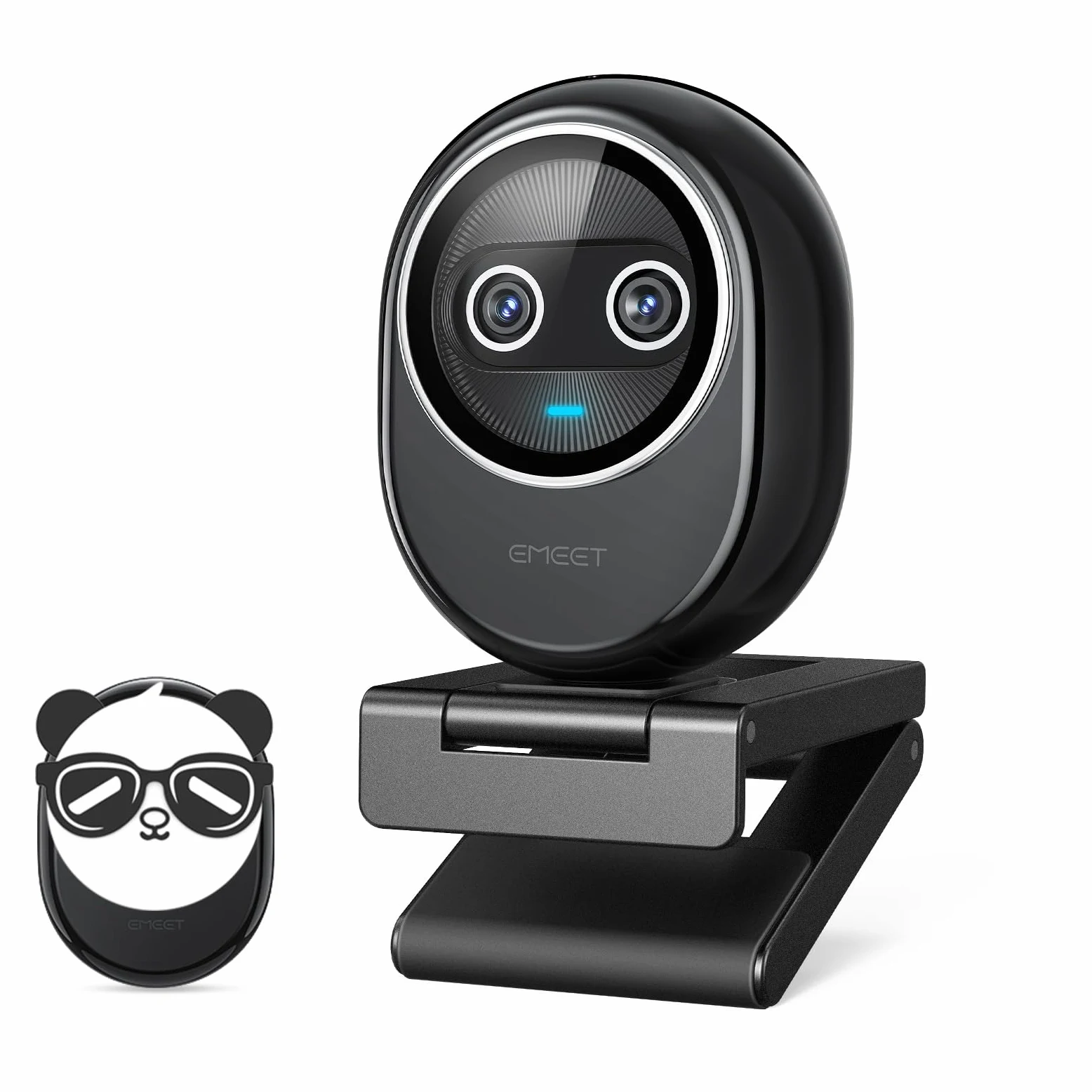 EMEET Piko+ Webcam 4K, la Prima Webcam 4K con Doppia Fotocamera AI al Mondo, 3 Microfoni e 3 Modalità Audio, Cover Magnetica per la Privacy Panda, per Gli Streamer Live