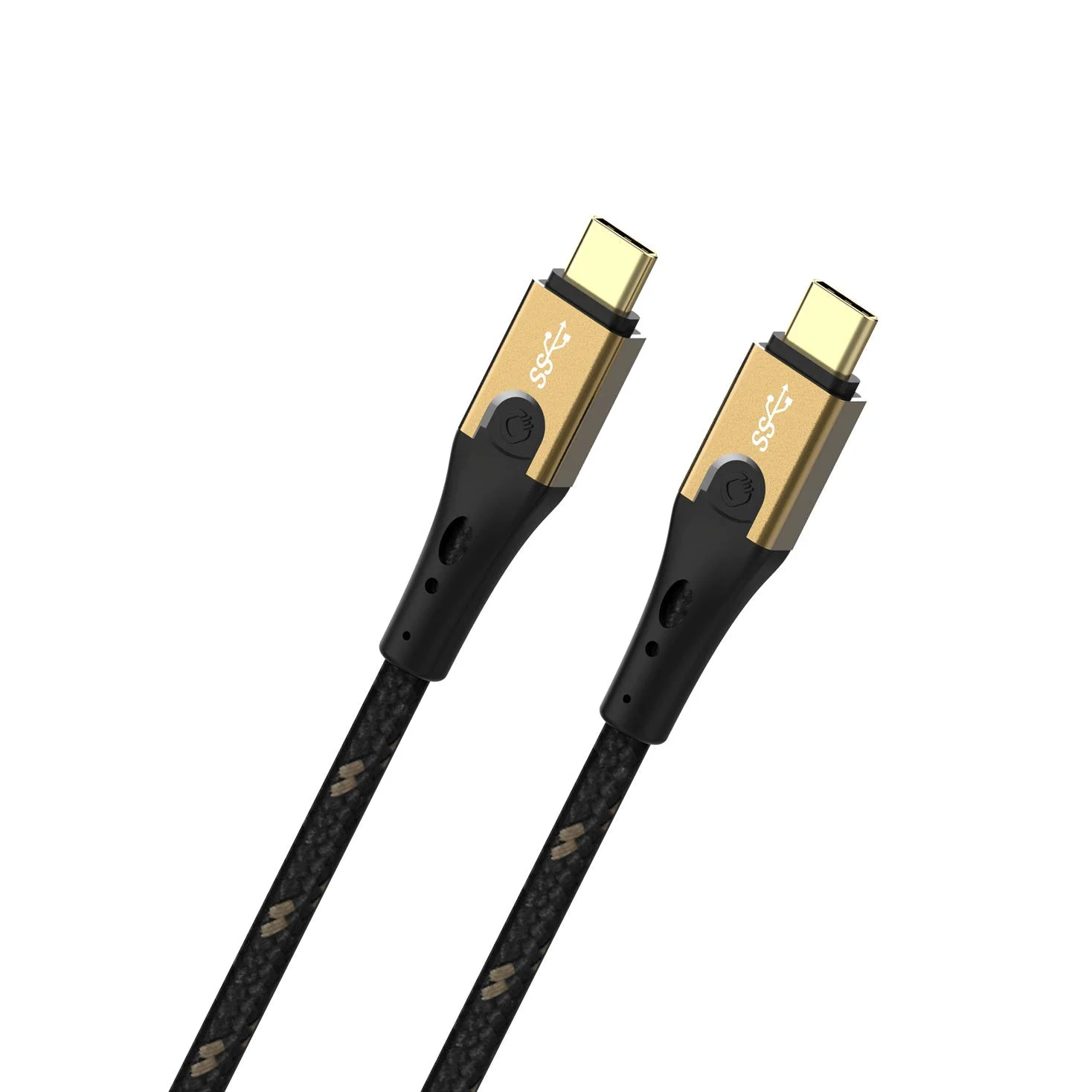 Oehlbach Primus Cavo USB tipo C a tipo C – State of The Art – Super Speed 10 Gbps 40 W Fast Charge veloce ad alta flessibilità HPOCC 3 schermature 4K 60Hz – Nero/Oro – 2 metri
