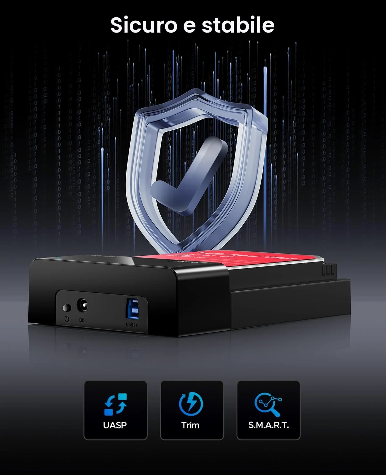 ORICO Docking Station Esterna USB 3.0 SATA per Dischi Rigidi SATA da 2,5/3,5 Pollici, Docking Station per Dischi Rigidi da 5 Gbps con Capacità Fino a 24 TB [Supporta UASP] 2230/2242/2260/2280