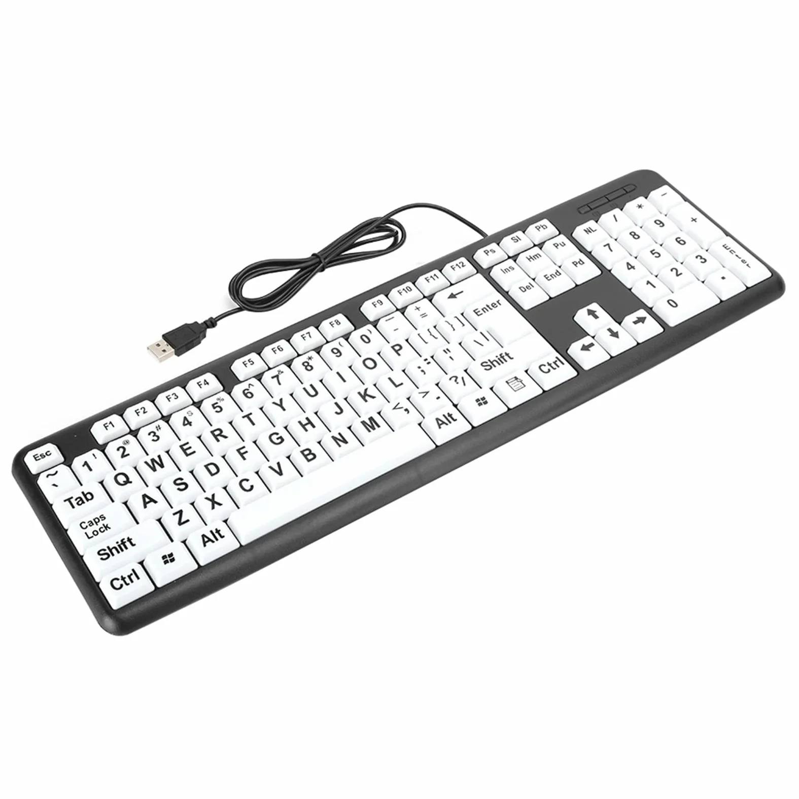 Ejoyous Tastiera con Stampa di Grandi Dimensioni, Tastiera USB Cablata con 104 Tasti, con Lettere Grandi in ABS, Cavo Plug and Play da 1,35 M per Utenti Anziani, Uso del Computer in Ufficio a Casa