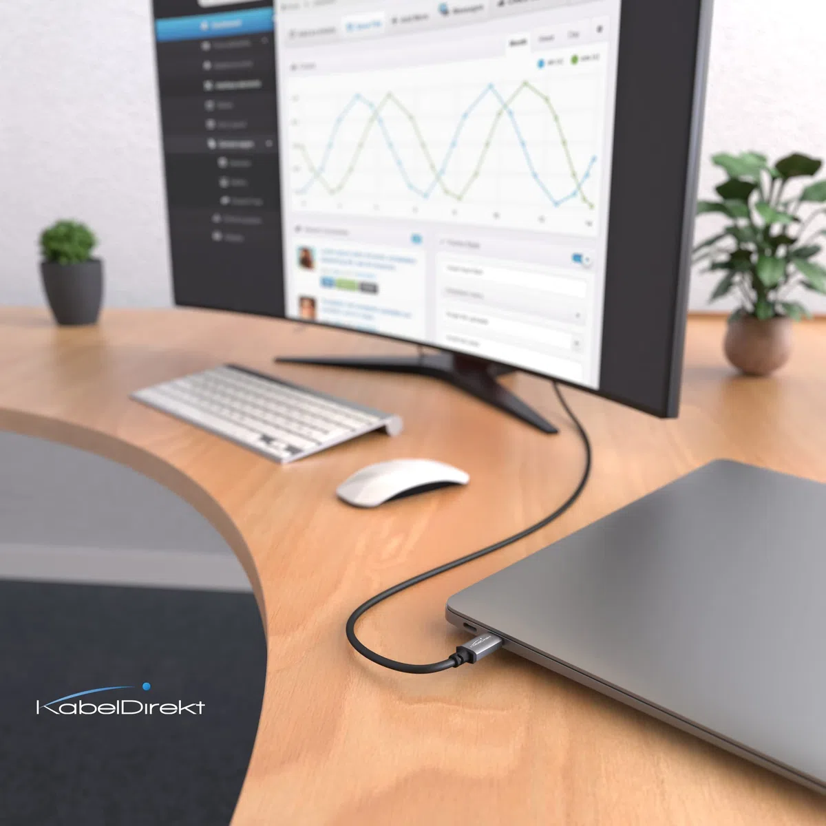 KabelDirekt Adattatore e cavo USB-C a DisplayPort, 2 m, fino a 4K/2160p a 60 Hz – per collegare portatili, smartphone e tablet a grandi schermi – DP, Thunderbolt 3/USB-C 3.1