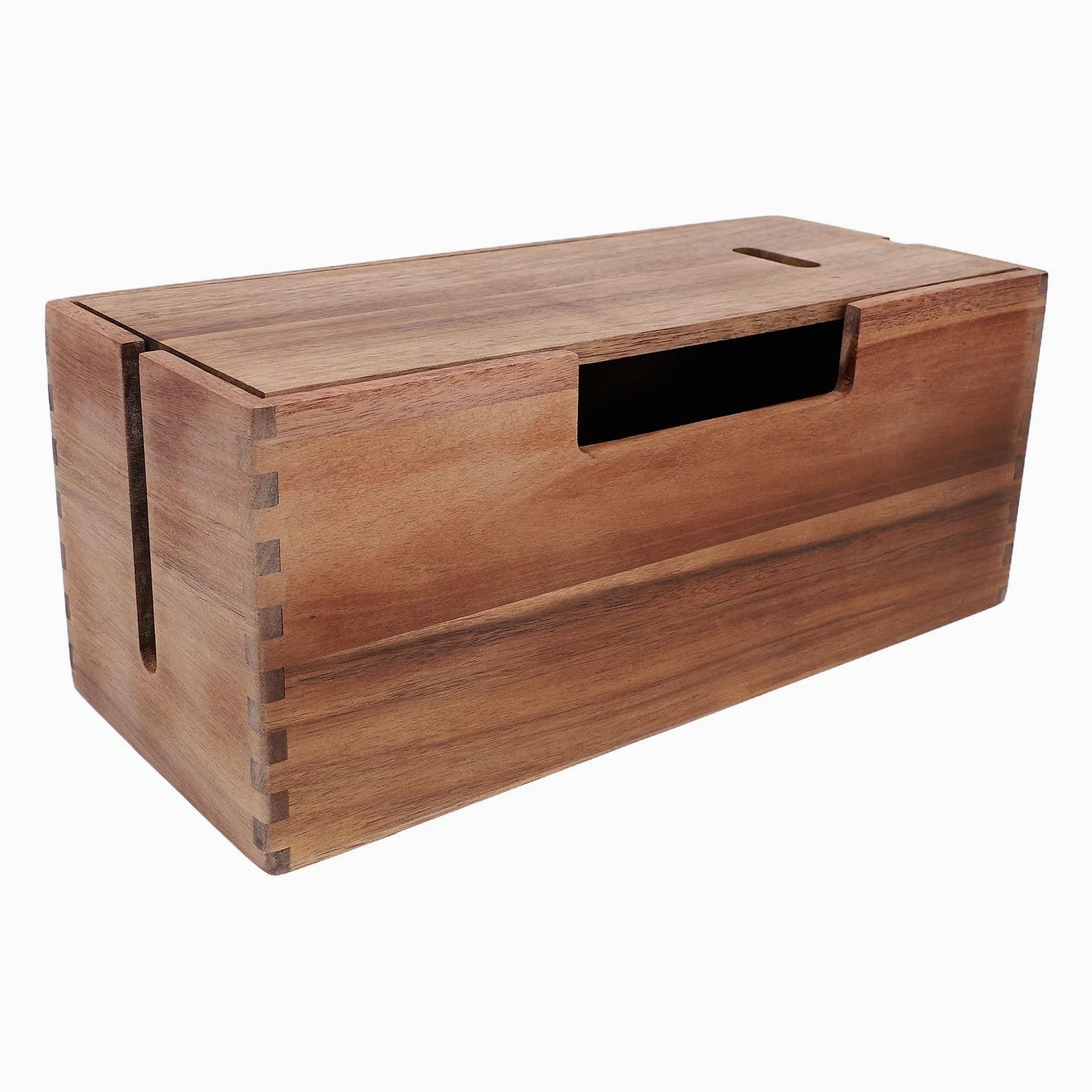 Dpofirs Scatola di Gestione dei Cavi in ​​Legno, Organizer Spegnicavo in Legno per Ciabatta e Cavi, con Efficiente Occultamento del Cavo per Scrivania, Ufficio e TV Domestica