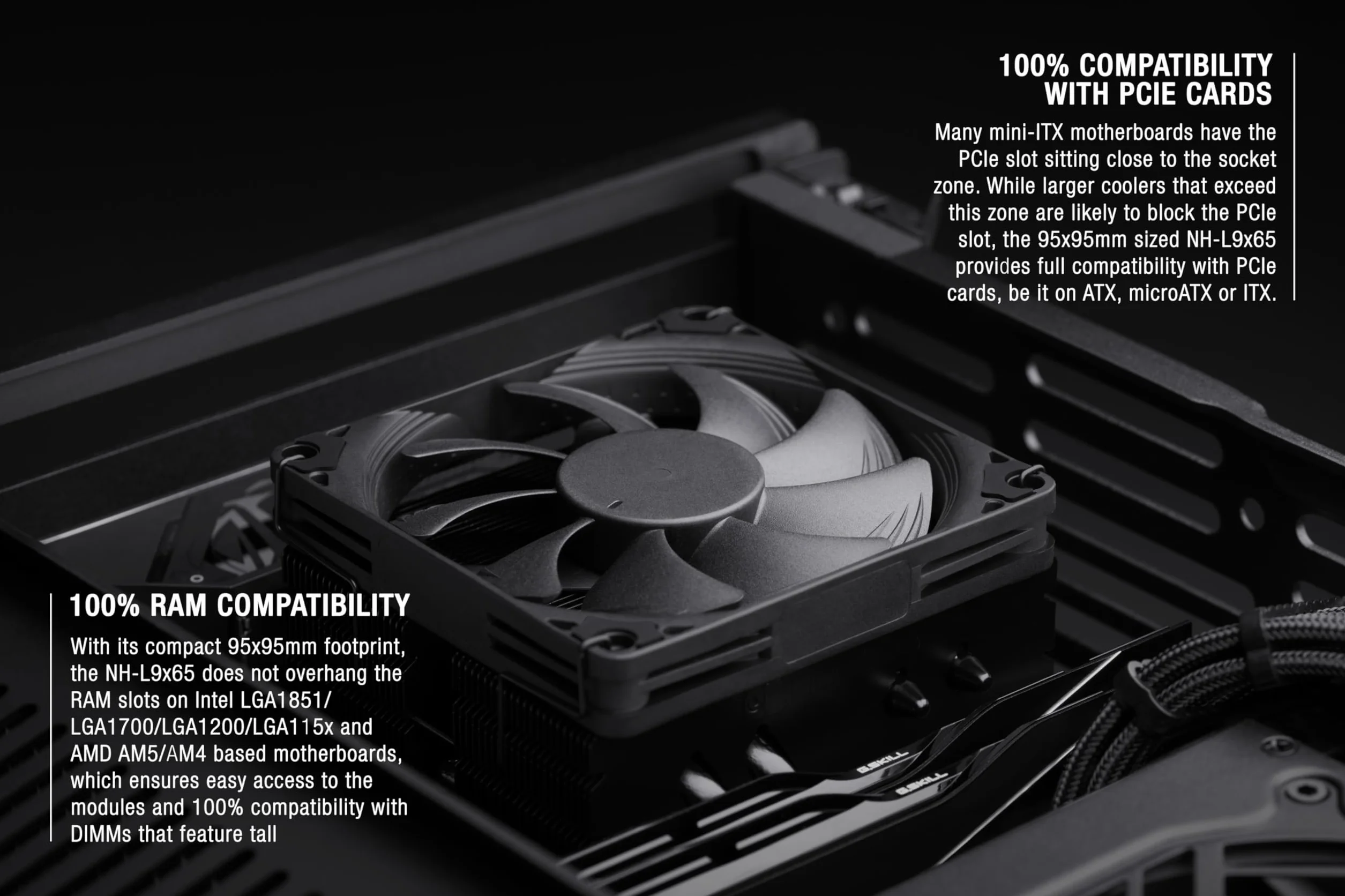 Noctua NH-L9x65 chromax.black, Dissipatore a Basso Profilo per CPU (65 mm, Nero)