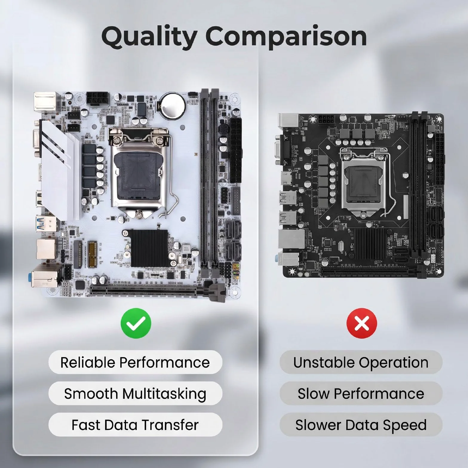 Annadue Scheda Madre H510 ITX, LGA1200 DDR4 64 GB M.2 NVMe PCIe 3.0 X4 | PCB Compatto da 170x170 Mm, DDR4 a Doppio Canale 3200 MHz, Slot PCIe 4.0 X16, Porte VGA e HDMI, per PC Desktop e Build SFF