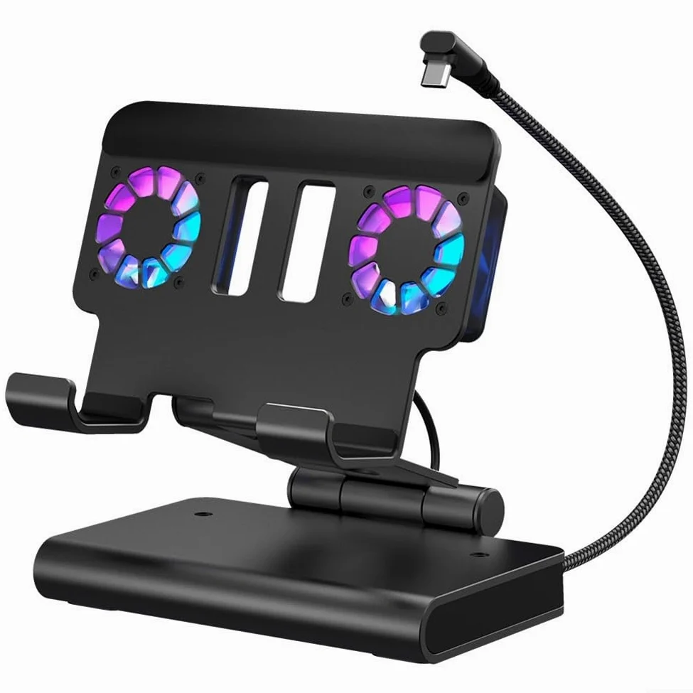 Docking station portatile con doppie ventole di raffreddamento 4K@144Hz per Steam Deck per legion Go -X 100W PD USB-C Hub Nero (nero)