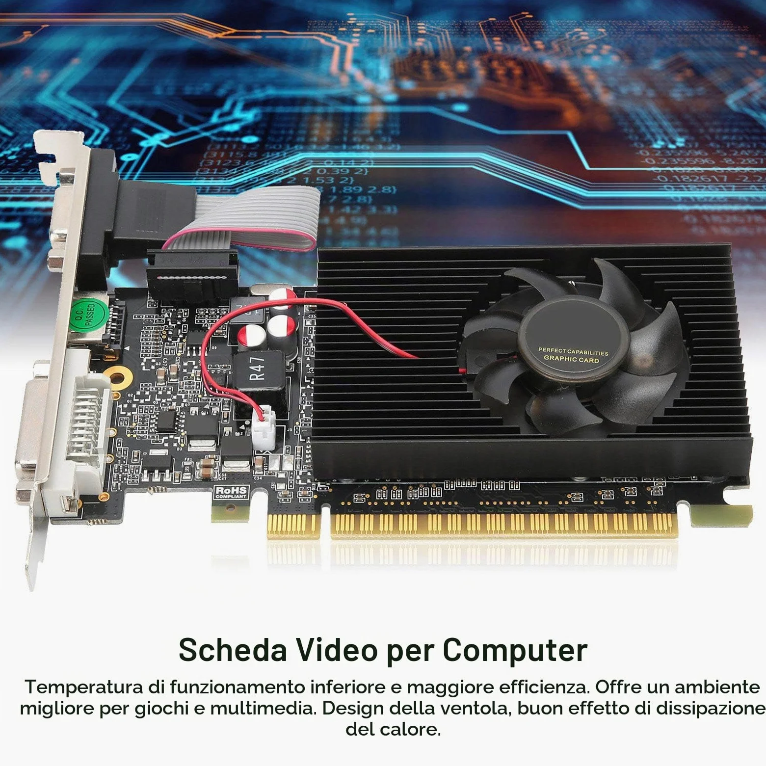 VBESTLIFE GT730 Scheda Grafica da Gioco DVI HDMI VGA a Ventola Singola da 2 GB, 64 Bit, DDR3, 810 MHz, PCI Express 2.0, Scheda Video a Basso Rumore per PC Desktop