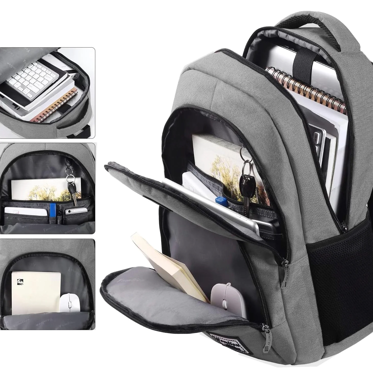 YAMTION - Zaino per uomo e donna, zaino per la scuola, per adolescenti, per laptop da 15,6 pollici (39,5 cm), zaino per computer portatile, con porta di ricarica USB, per lavoro, studio, viaggi