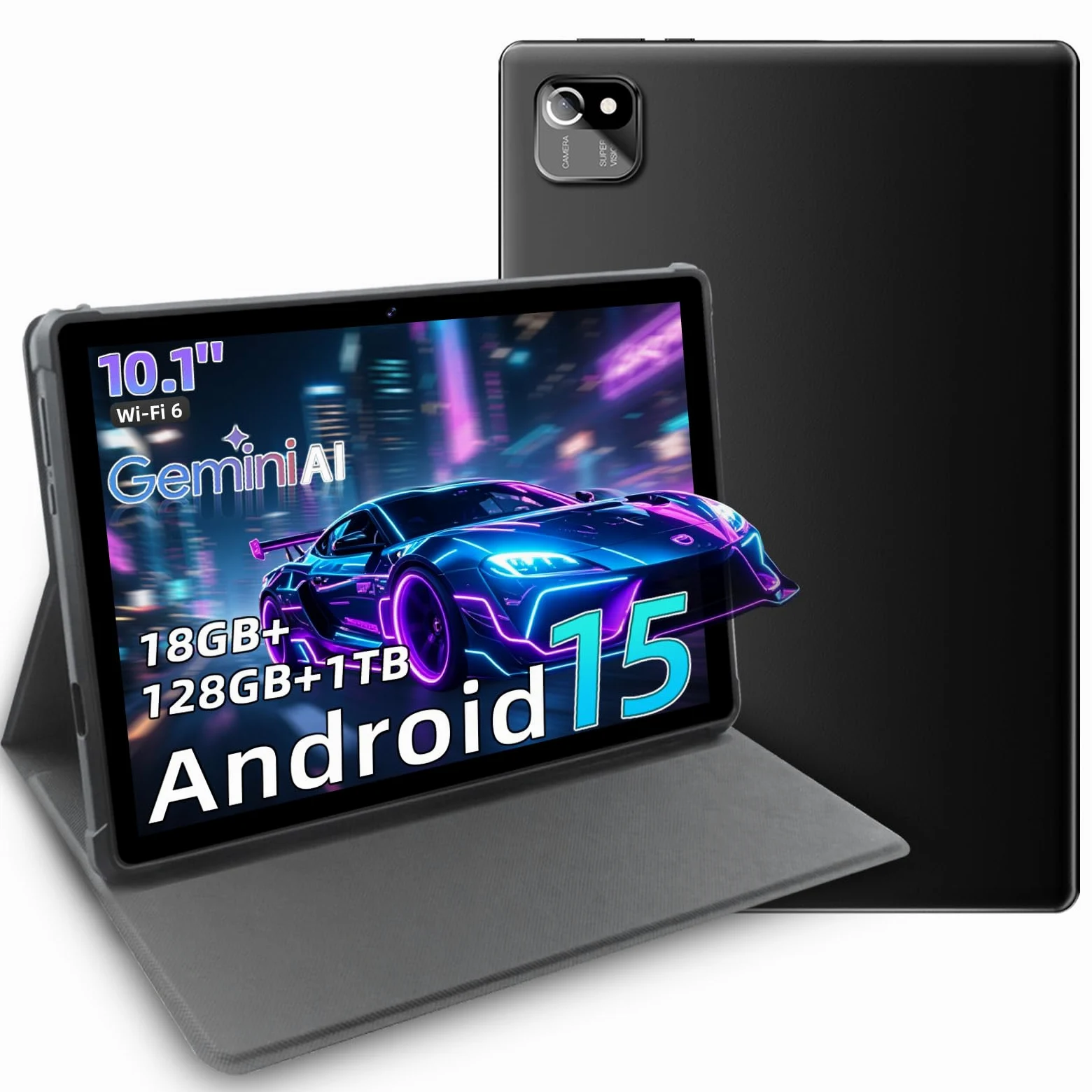 Tablet Android da 10", tablet Android 15 con custodia, T30 Octa-Core, 18 GB di RAM + 128 GB di ROM, TF 1 TB, 1280 x 800 HD IPS Touchscreen, 6000 mAh, WiFi 6, GPS, GMS, Face ID, 5MP+8MP, BT 5.0