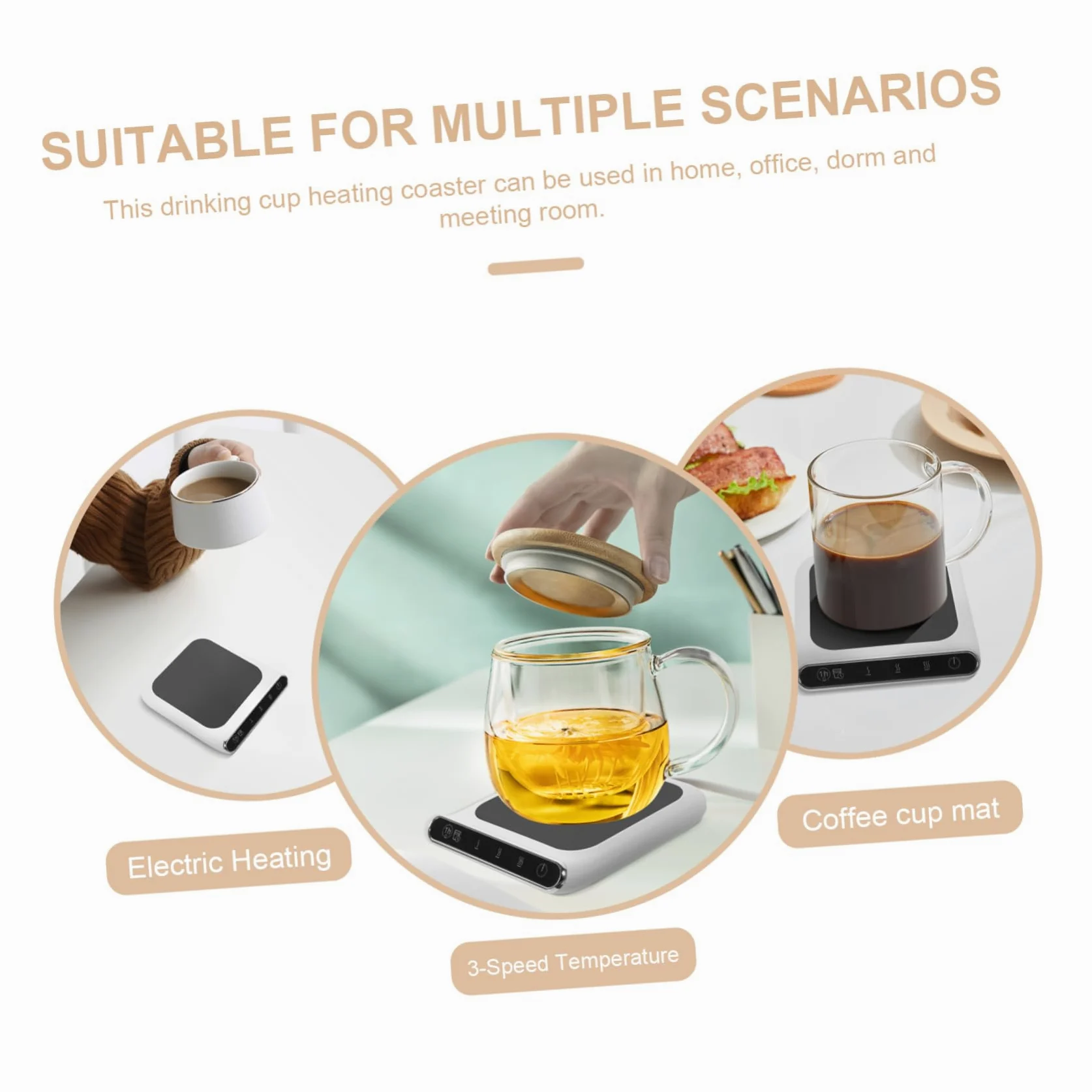 Scalda Tazze Usb Sottobicchiere Riscaldante Per Ufficio Scrivania Tre Velocità Regolabili Automatico Caldo Bevande Caffè Tè Cioccolata