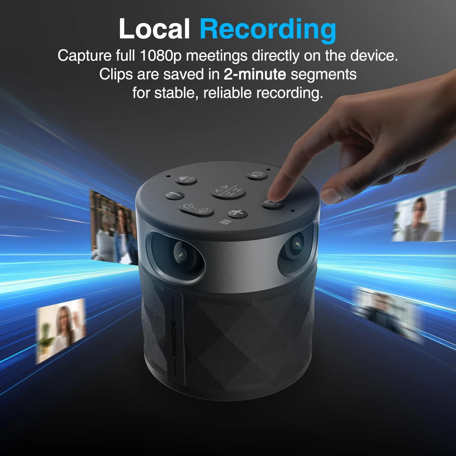 360 telecamera per conferenza all-in-one - 360° telecamera conferenza per PC e Mac, con altoparlante e microfono, riconoscimento automatico degli altoparlanti, registrazione 1080p e