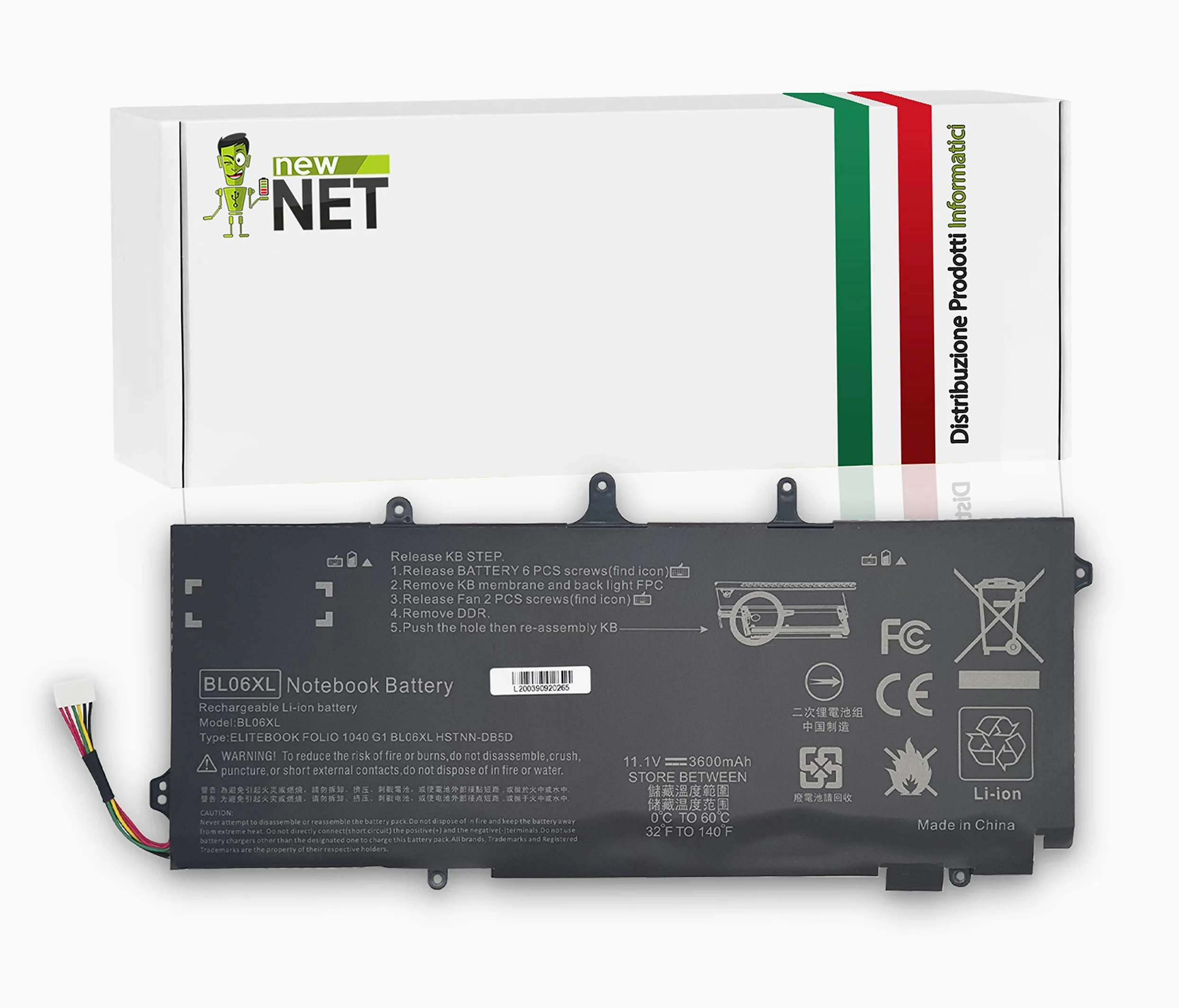 new net Batteria BL06XL BL06042XL 722236-171 HSTNN-DB5D HSTNN-W02C 722236-2C1 Compatibile con Notebook HP EliteBook Folio 1040 G0 G1 G2 [3600mAh 11.1V]