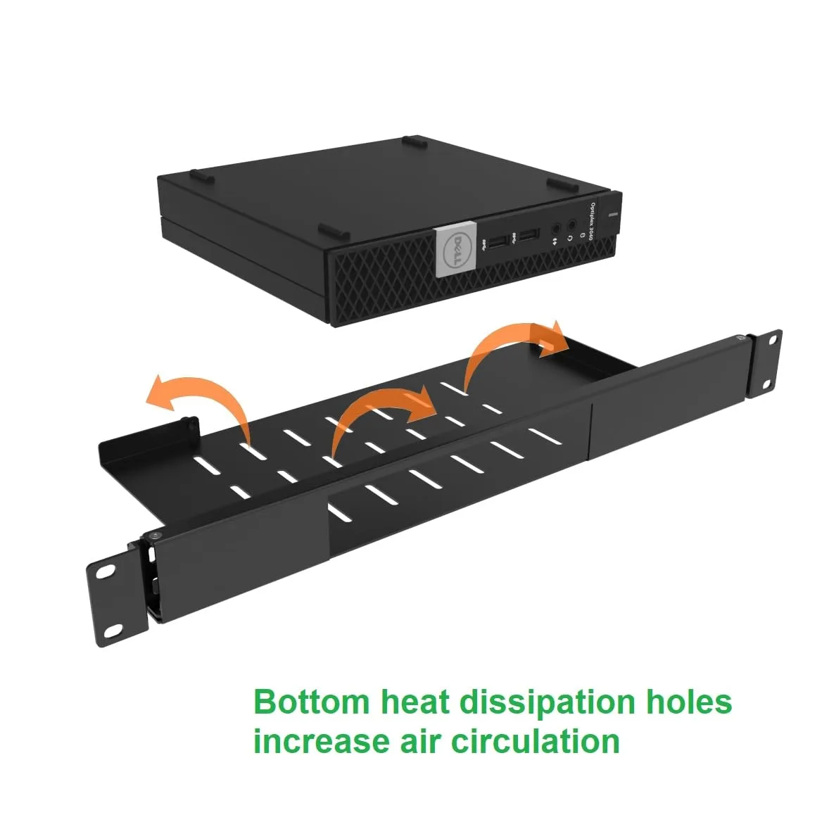 Supporto a rack per rack Dell OptiPlex Micro Form Factor Case-1U incernierato per server rack con connessioni di rete di facile accesso in armadi di rete o server rack da 19"
