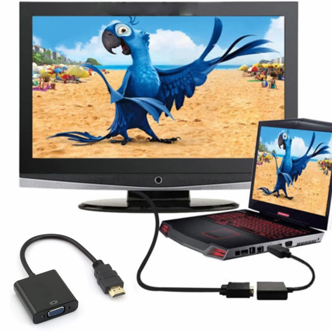 chenyang Adattatore HDMI a VGA Cavo adattatore HDMI maschio a VGA femmina placcato oro con convertitore Micro/Mini HDMI per computer desktop, laptop, monitor, proiettore