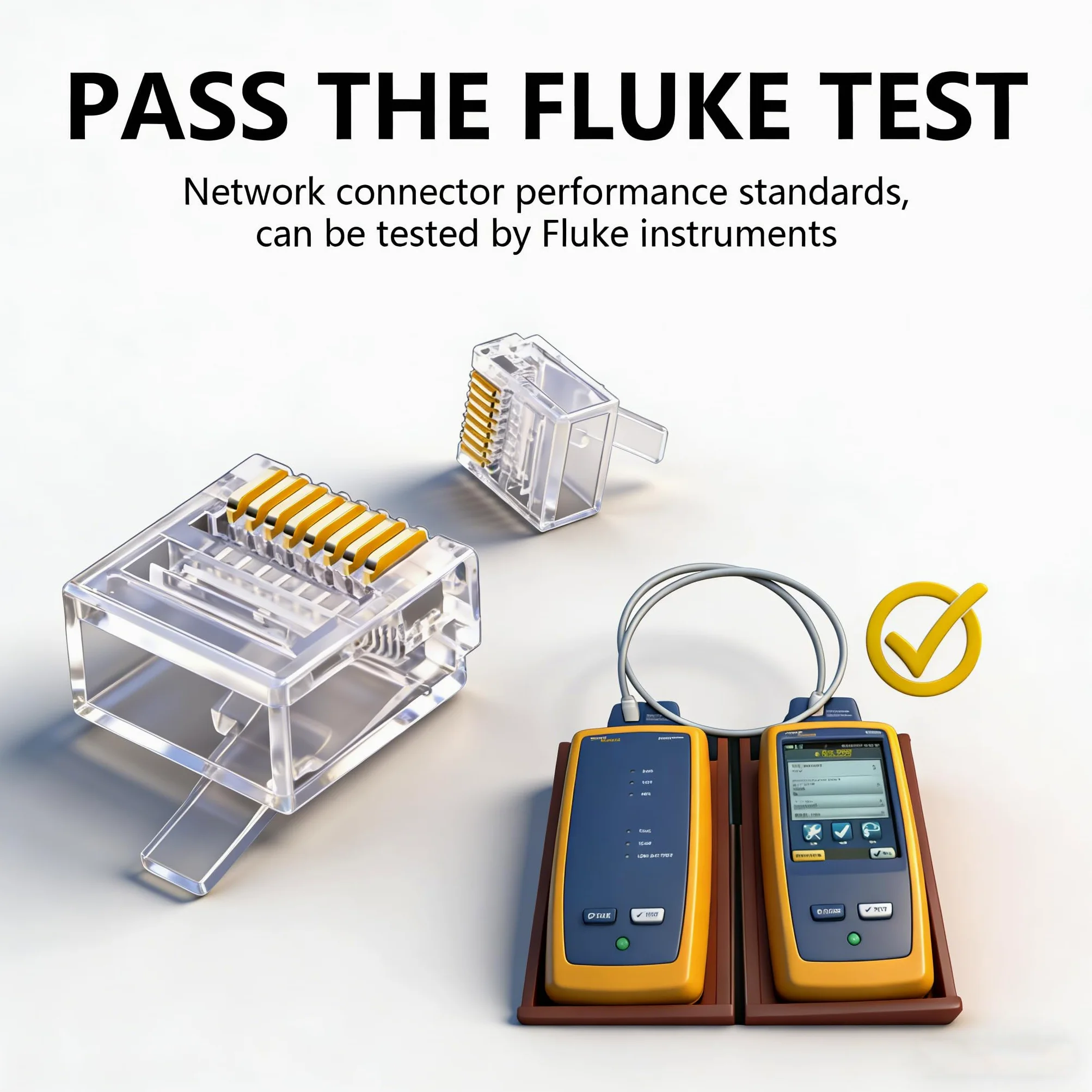 Jadaol Confezione da 50 connettori RJ45 Cat6 (estremità Cat6/spine modulari RJ45/spine Ethernet/connettore di rete) per cavo piatto 30/32AWG, 8P8C con barra di carico, cablaggio T568B, placcato oro