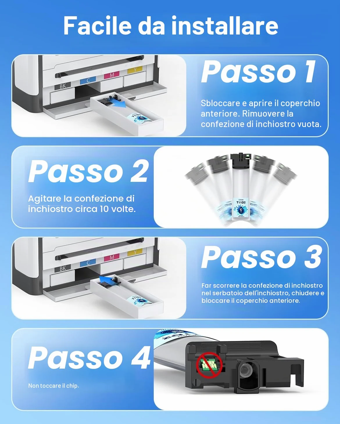 Skydo Cartucce d'inchiostro T11D ad alta capacità, compatibili con Epson T11D1, T11D2, T11D3, T11D4 per Workforce-Pro WF-C5390DN, WF-C5390DW, WF-C5390DW BAM, WF-C5890DW, WF-C5890DWF BAM