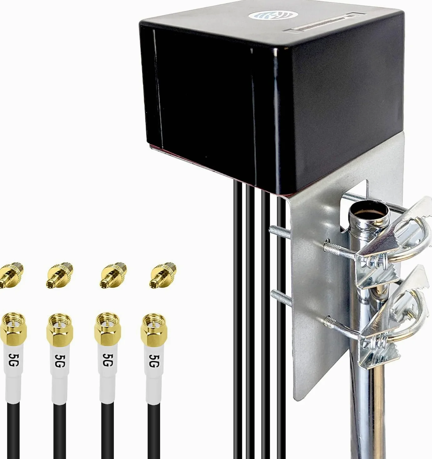 Maswell Antenna 5G da esterno 4X4 MIMO | Antenna esterna Omni Cellular fino a 6 dBi 600-8000 MHz LTE 5G NR polarizzata incrociata con WiFi 6E per camper Robusto modem router | Connettore 4X SMA e TS9