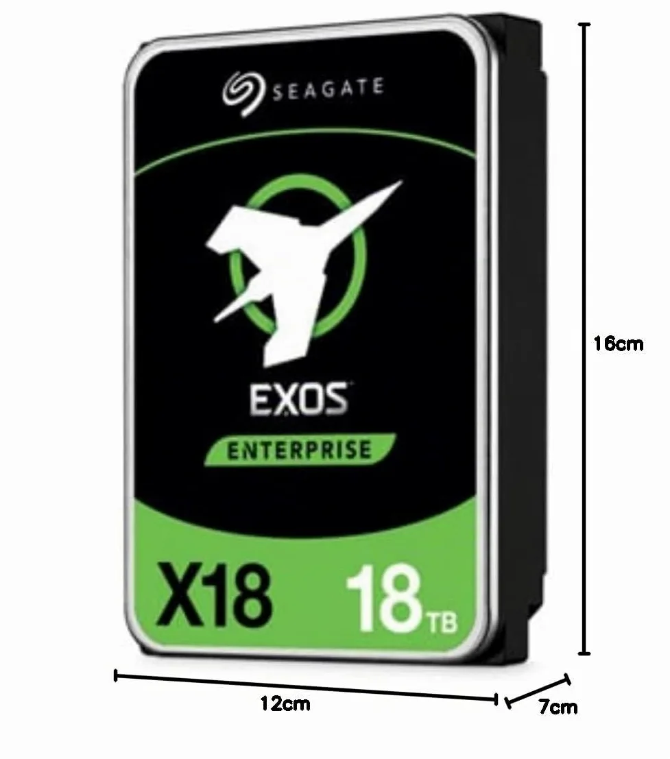 Seagate Exos X18, 18TB, Hard Disk Interno, HDD, SAS, Classe Enterprise, CMR 3,5", Hyperscale SATA 6GB/s, 7.200 RPM, 512e, caching avanzato (ST18000NM000J)