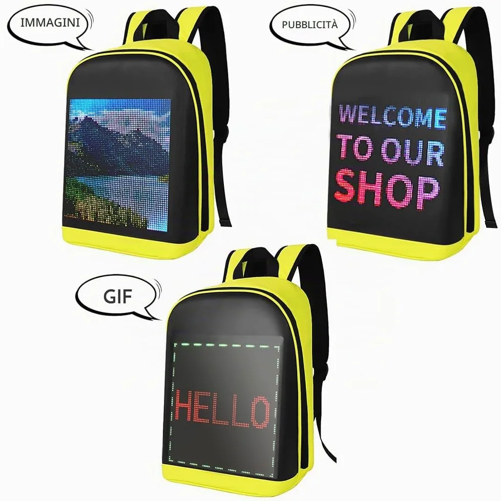 Zaino da viaggio personalizzabile con schermo a colori a LED Borsa da scuola per uomini Donne Studenti universitari