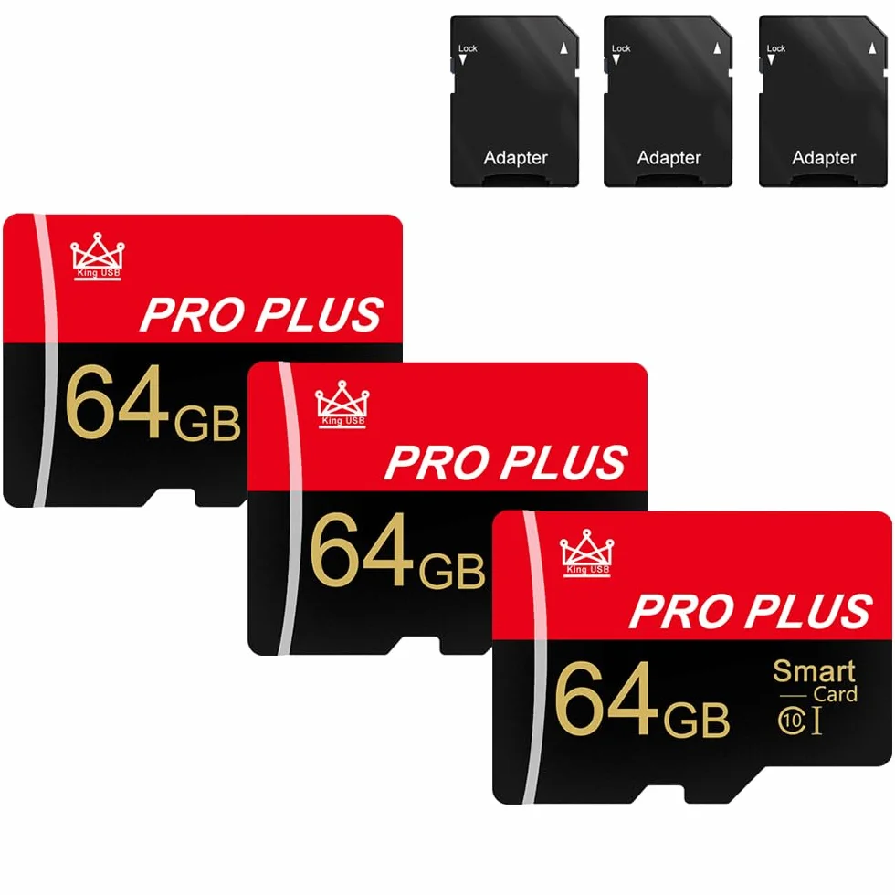 Confezione da 3 schede di memoria da 64 GB con adattatore, scheda di memoria ad alta velocità, UHS-I C10 A1, scheda di memoria TF per tablet/cellulare/fotocamera/audio per auto/console di gioco (TF295