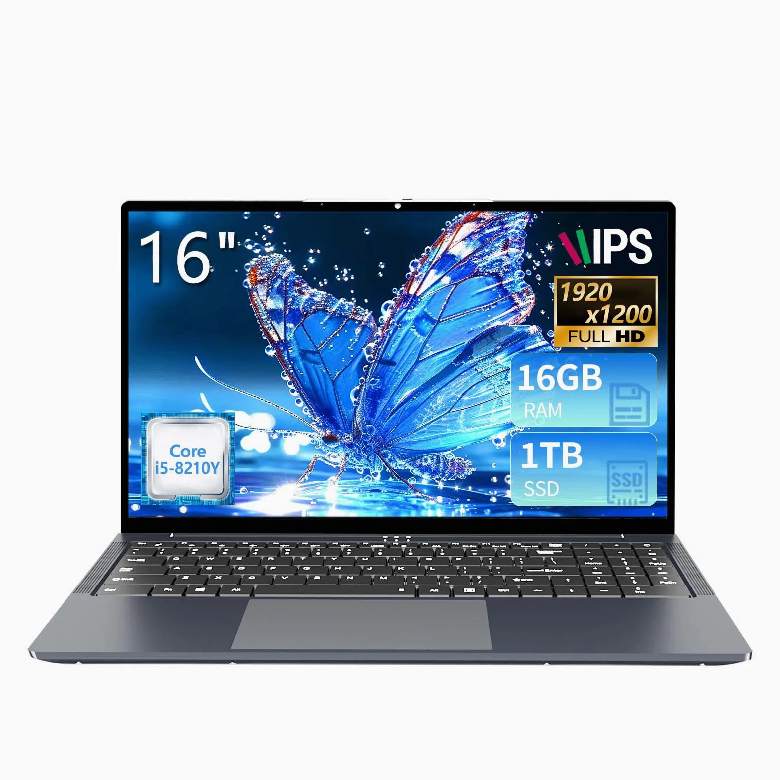 16" Notebook Core i5 8210Y (fino a 3.6 GHz) 16GB RAM 512GB SSD Laptop Display IPS Tastiera Numerica Retroilluminata RJ45 USB 3.0 HDMI BT 5.0 – PC Portatile per Multitasking e Mobilità