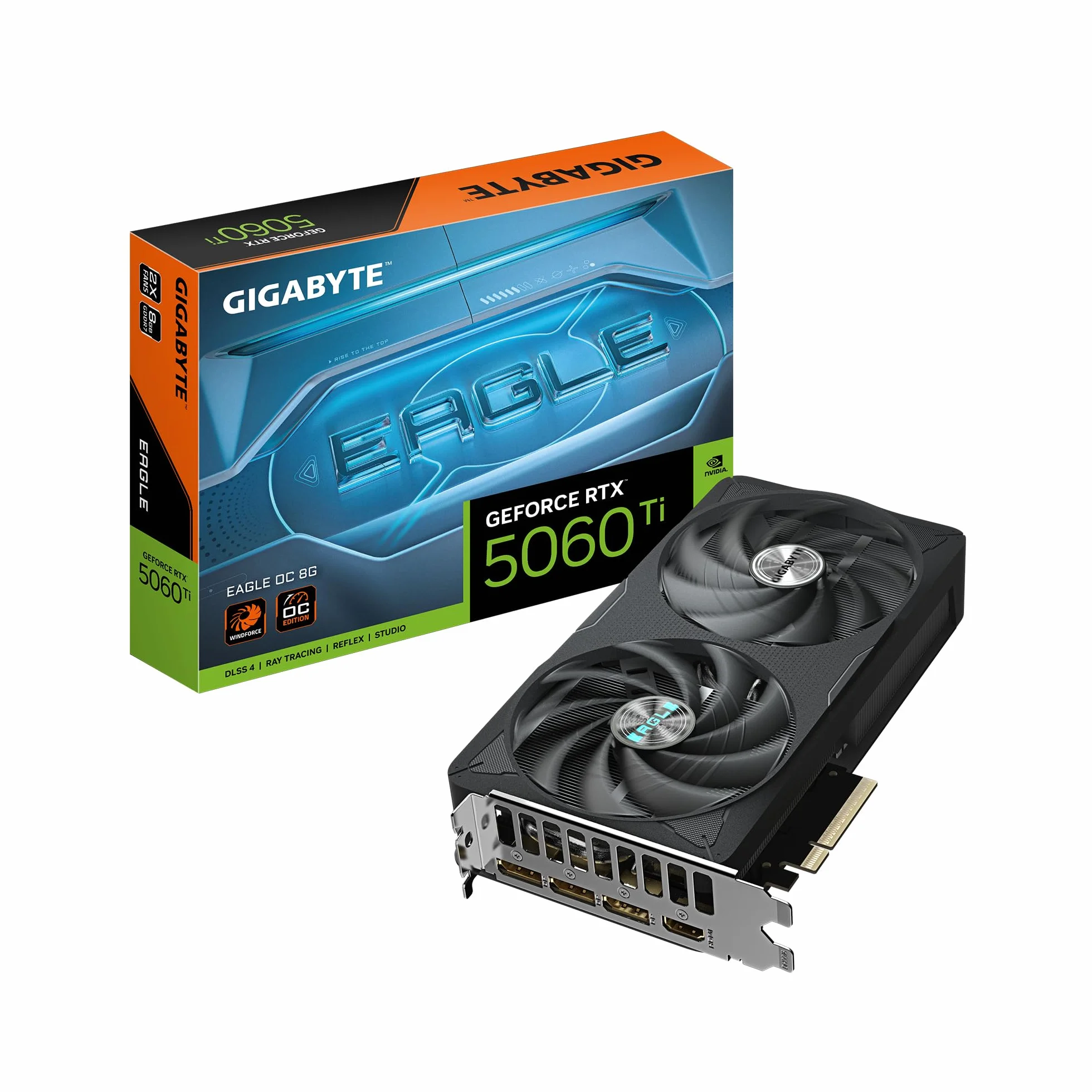 Gigabyte GeForce RTX 5060 Ti EAGLE OC 8G Scheda Grafica – 8 GB GDDR7, 128 bit, PCI-E 5.0, 2617 MHz Frequenza del core, 3 x DisplayPort, 1 x HDMI, GV-N506TEAGLE OC-8GD