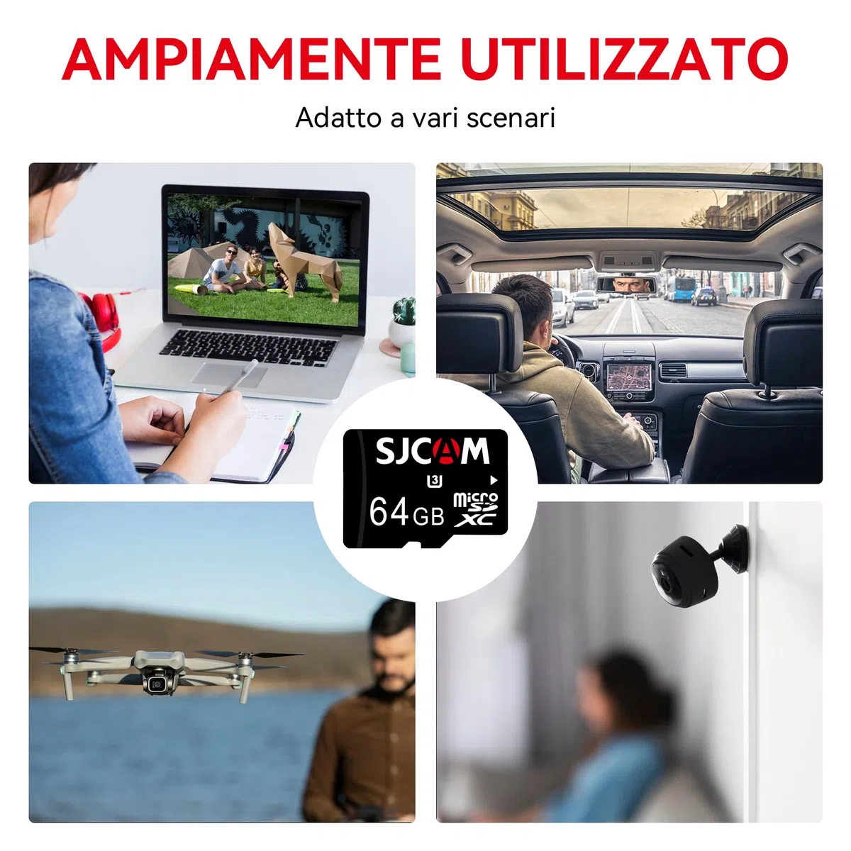 SJCAM 64G Card, Velocità fino a 100 MB/s, compatibile con C300, C400, C200PRO, C110, C110+, SJ20, SJ11, SJ4K Action Cameras, Vlog Cameras