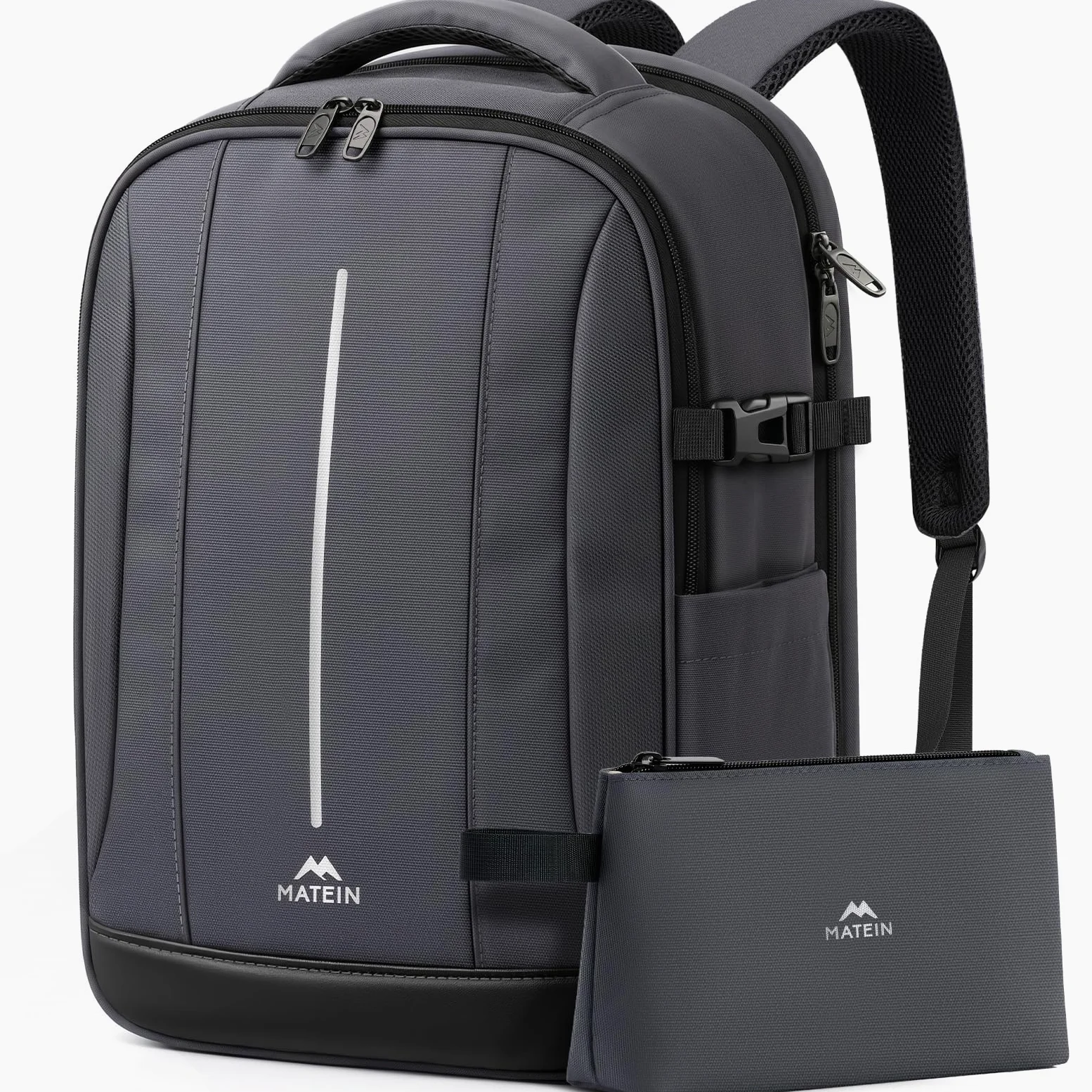 MATEIN Zaino Porta PC 15,6 Pollici, Zaino Lavoro Uomo per Laptop Notebook | Zaino PC Portatili con Custodia Organizer, Zaino Antifurto da Viaggio 40x30x16cm, per Ufficio, Viaggio e Università, Grigio