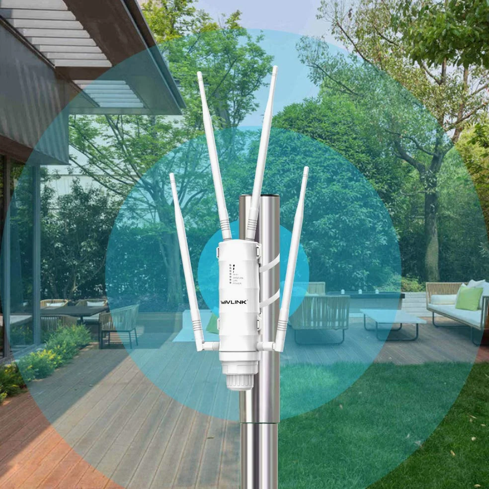 WAVLINK AC1200 Punto di accesso wireless a lungo raggio per esterni, resistente alle intemperie, doppia banda 2,4 + 5 G 1200 Mbps Wi-Fi AP/ripetitore Wi-Fi/Easymesh 3 in 1 con porta Gigabit PoE