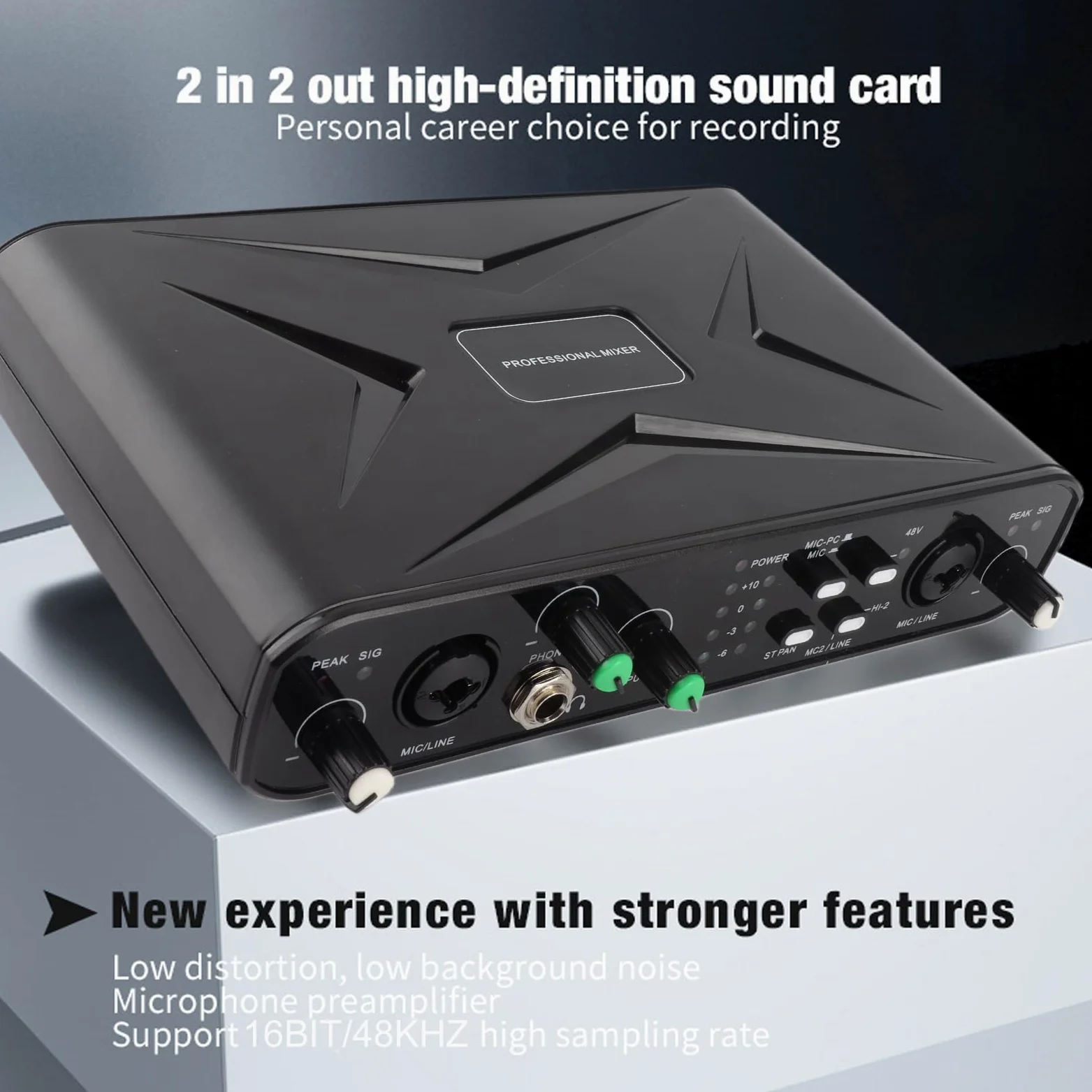Interfaccia Audio USB, Scheda Audio Esterna da 32 Bit/384 KHZ con Preamplificatore Microfono Plug and Play per Streaming Live, Supporta Alimentazione Phantom 48 V