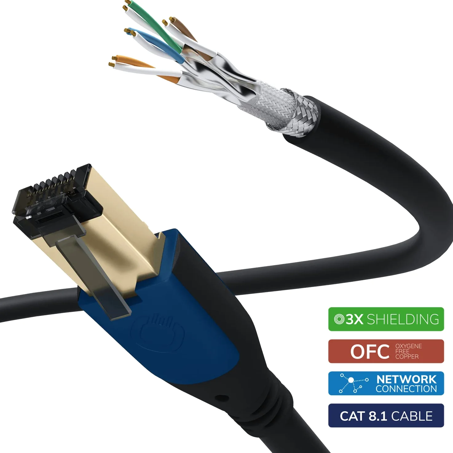 Oehlbach Giga Stream - Cavo di rete Cat 8.1 Streaming, 40 Gbit/s, RJ45, schermatura a 3 strati, rivestimento in TPE Twisted Pair – OFC in rame privo di ossigeno (streaming, gaming, Home Network) –
