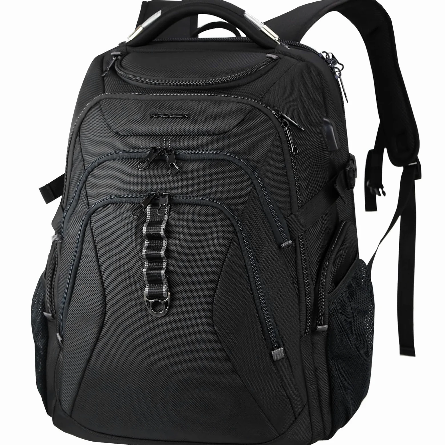 KROSER Zaino Business Porta Pc Zaino Per Laptop da 17,3 Pollici XL Zaino per Computer con Tasche RFID Saferoom con Guscio duro Daypack Idrorepellente Scuola Borsa per Laptop Viaggio/Uomo/Donna-Nero