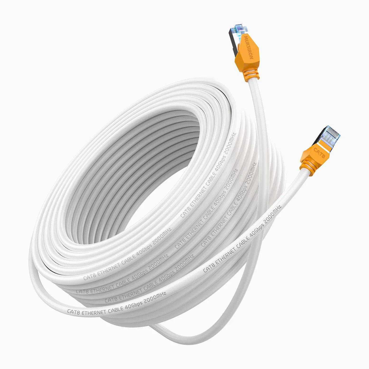 Cavo Ethernet Cat8 da 0,9 m, ad alta velocità, 26 AWG, cavo di rete LAN professionale Cat 8, 40 Gbps, 2000 MHz con connettore RJ45 placcato oro, resistente alle intemperie, per
