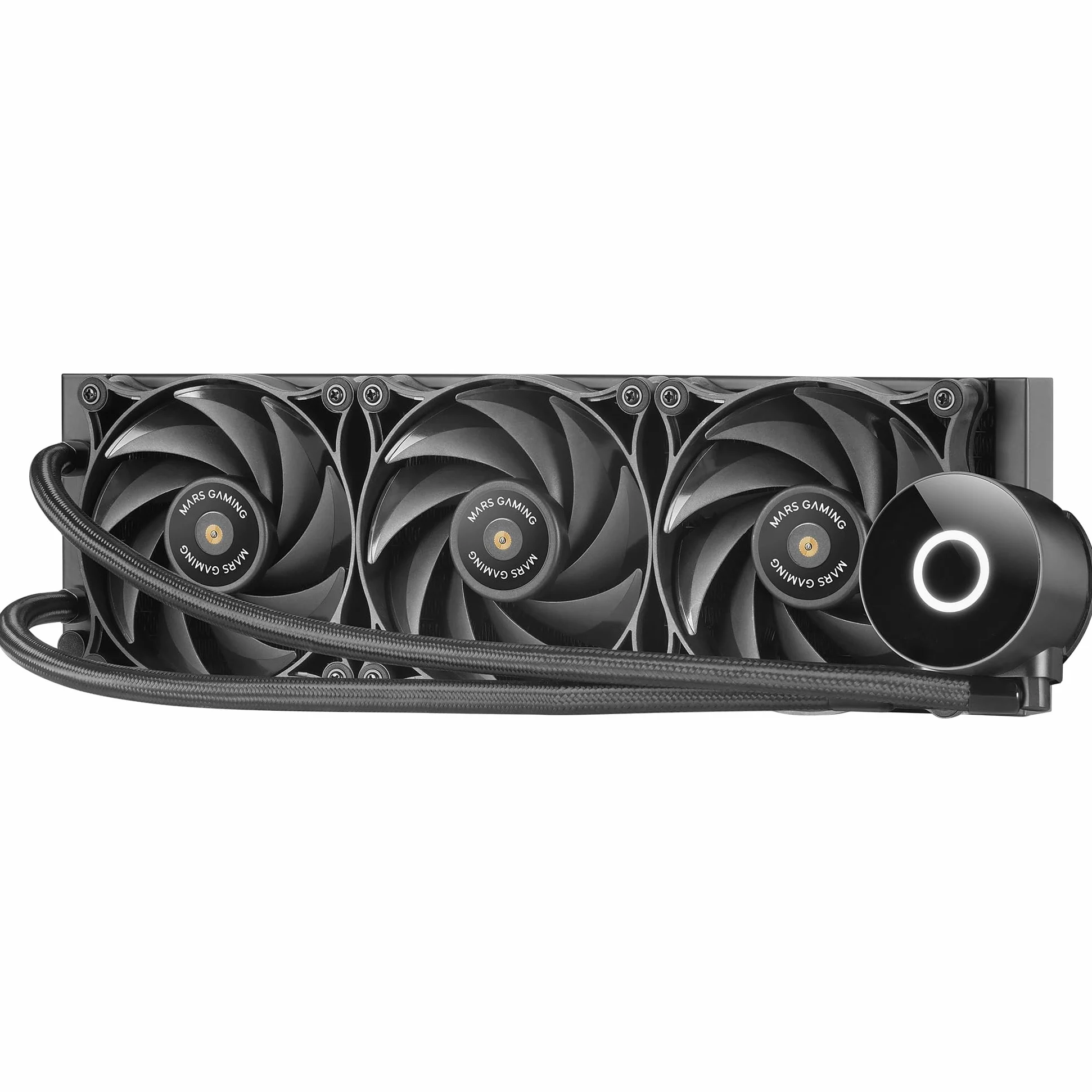 Mars Gaming ML-PRO360, Raffreddatore a Liquido Professionale CPU, TDP 600W, 3x Ventole FDB Ultra-silenziose, Pompa Opti-Chamber con Anello di Illuminazione Bianca, Multisocket Universale, Nero
