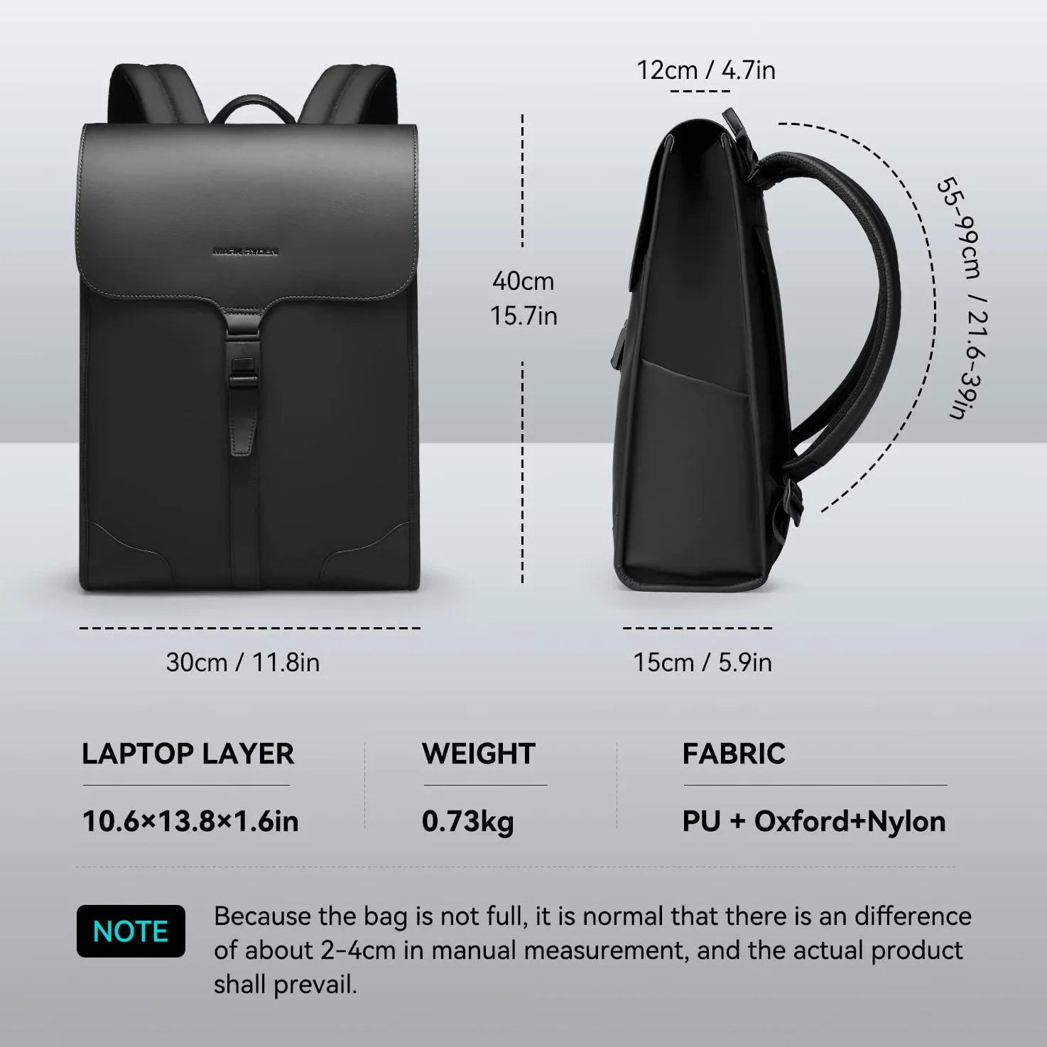 MARK RYDEN Zaino Uomo 15.6 Pollici, Impermeabile Zaini per PC portatili Progettato con Una Chiusura Magnetica Ad alta Tecnologia, Ideale per Lavoro, Viaggi, College Giornaliero - Nero