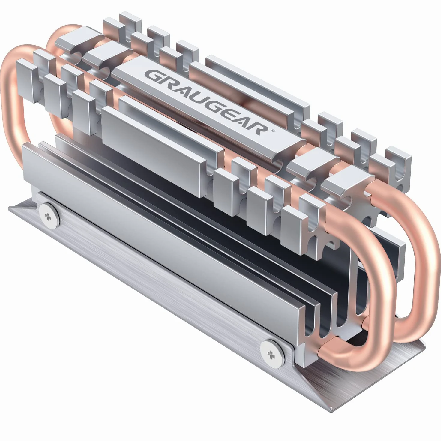 GRAUGEAR M.2 2280 NVMe SATA Dissipatore di calore SSD, Tubo di calore Direct Touch, doppio tubo di calore in rame, design a piastra-pinna in lega di alluminio, altezza 3,4 cm