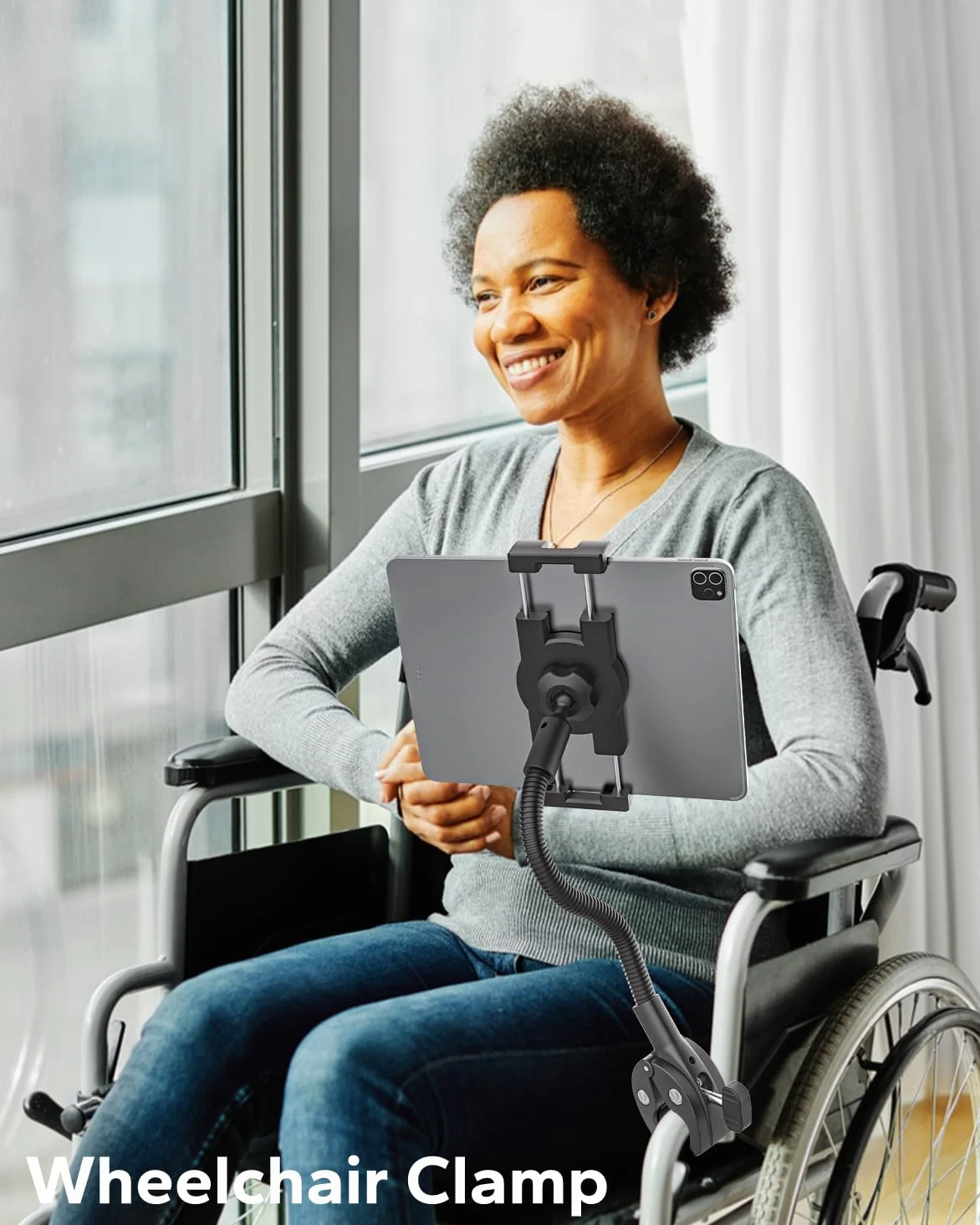 GDZN Supporto Tablet Collo dOca per Sedia a rotelle, Passeggino, Cyclette, Spin Bike, Tapis roulant, Barca, Bicicletta Manubrio per iPad Pro 12.9, Mini Air, Galaxy Tab, Lenovo 4.7-13" Tablet Cellulare