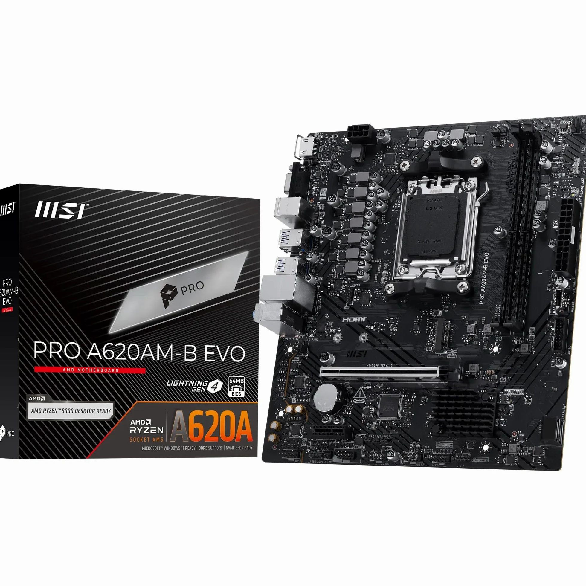 MSI Pro A620AM-B EVO AM5 MB - Mainboard - AMD Sockel AM5 (Ryzen Zen4) (7E36-001R)