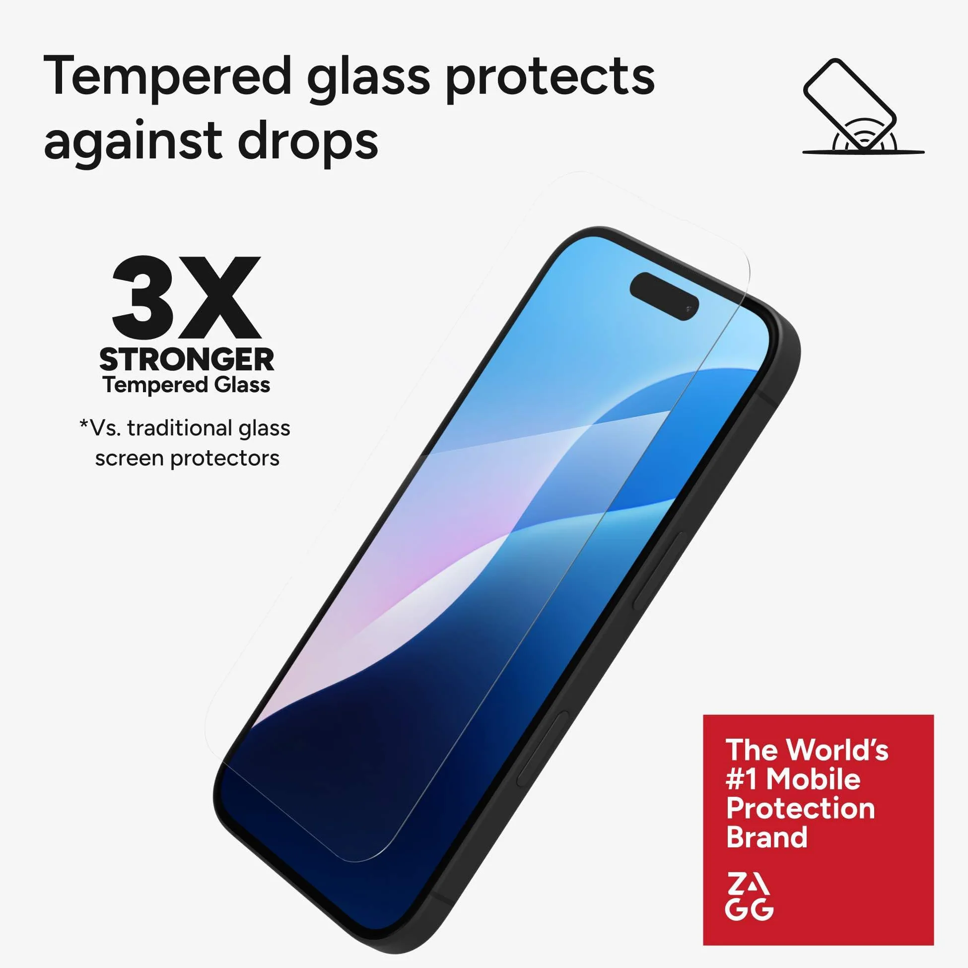 ZAGG InvisibleShield - Pellicola protettiva in vetro temperato per iPad A16 2025 11a/10a generazione 2022 da 10,9 pollici, 3 volte più resistente, protezione da urti e graffi, anti-impronte, facile da