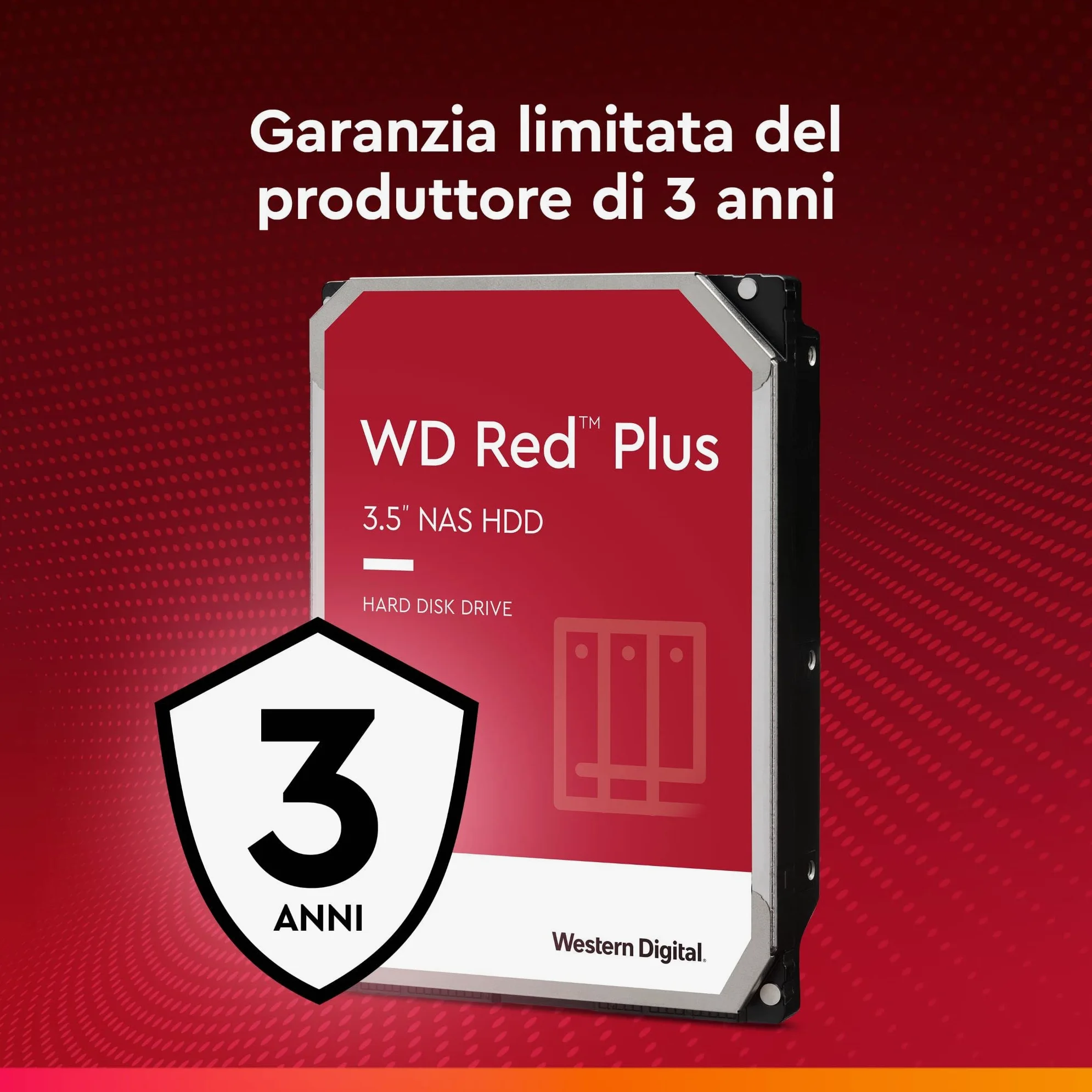 WD Red Plus, 4TB, NAS 3.5" Disco Rigido Interno - Classe 5.400 RPM, SATA 6 GB/S, CMR, Cache 64 MB