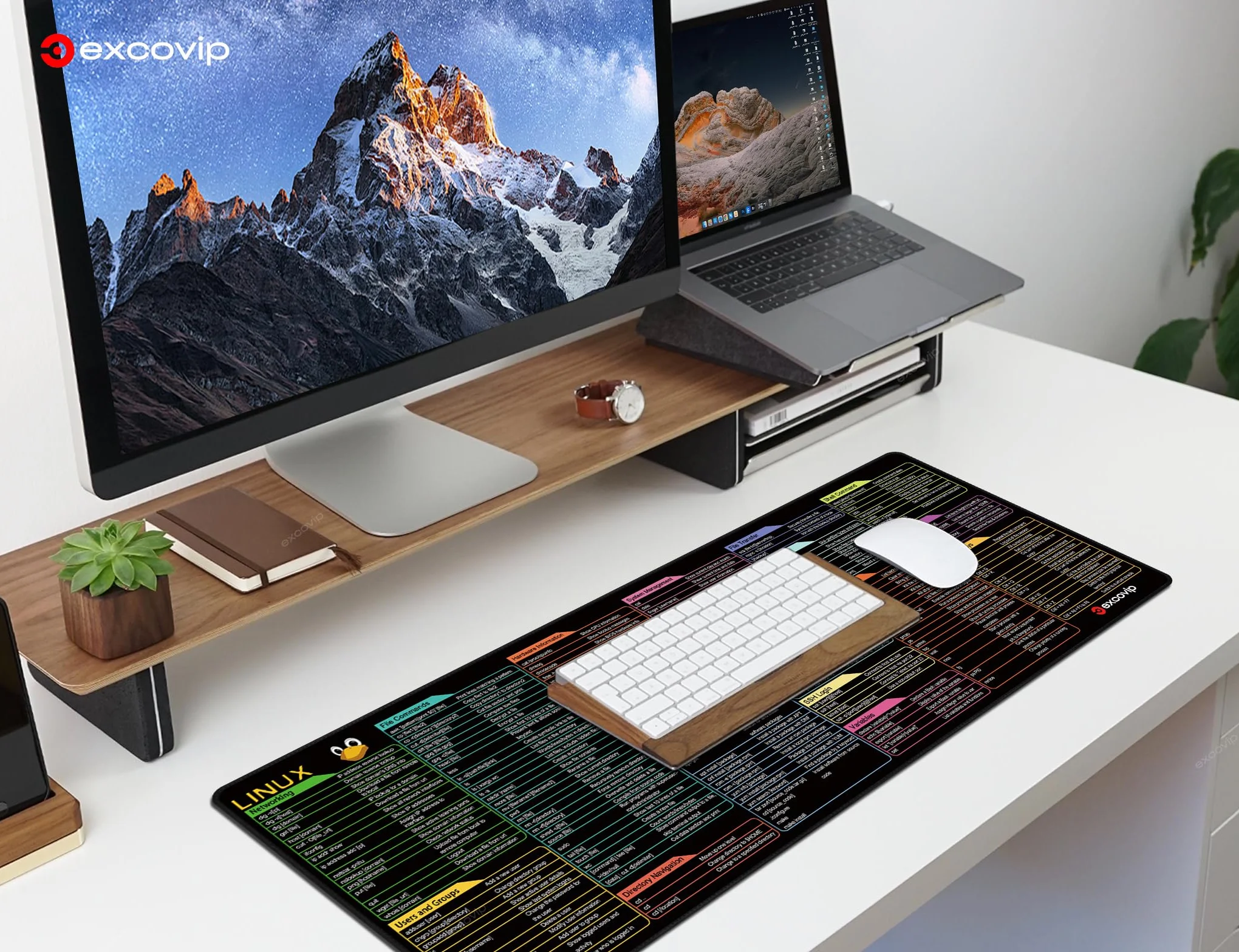 excovip tappetino per mouse con shortcuts, Linux Commands Line - Tappetino per mouse esteso, grande, con scorciatoie per Kali/Red Hat/Ubuntu, Tasti di scelta rapida, Mouse Pad 80X30cm