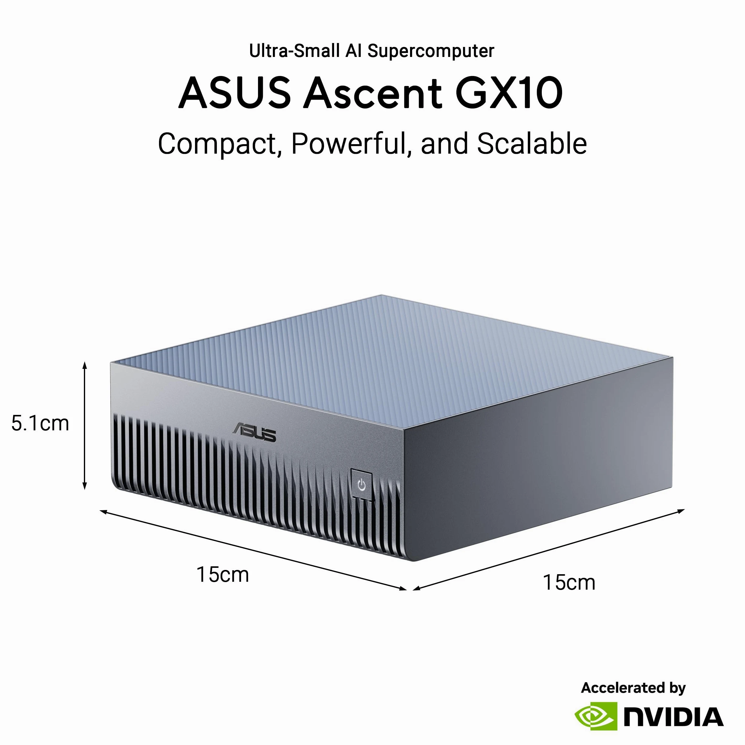 ASUS GX10, Computer AI Desktop, Superchip NVIDIA GB10 e NVIDIA DGX, 128GB LPDDR5x, 1TB di Memoria Installata, Agentic AI Sacalabile, Versione Tall, Grigio