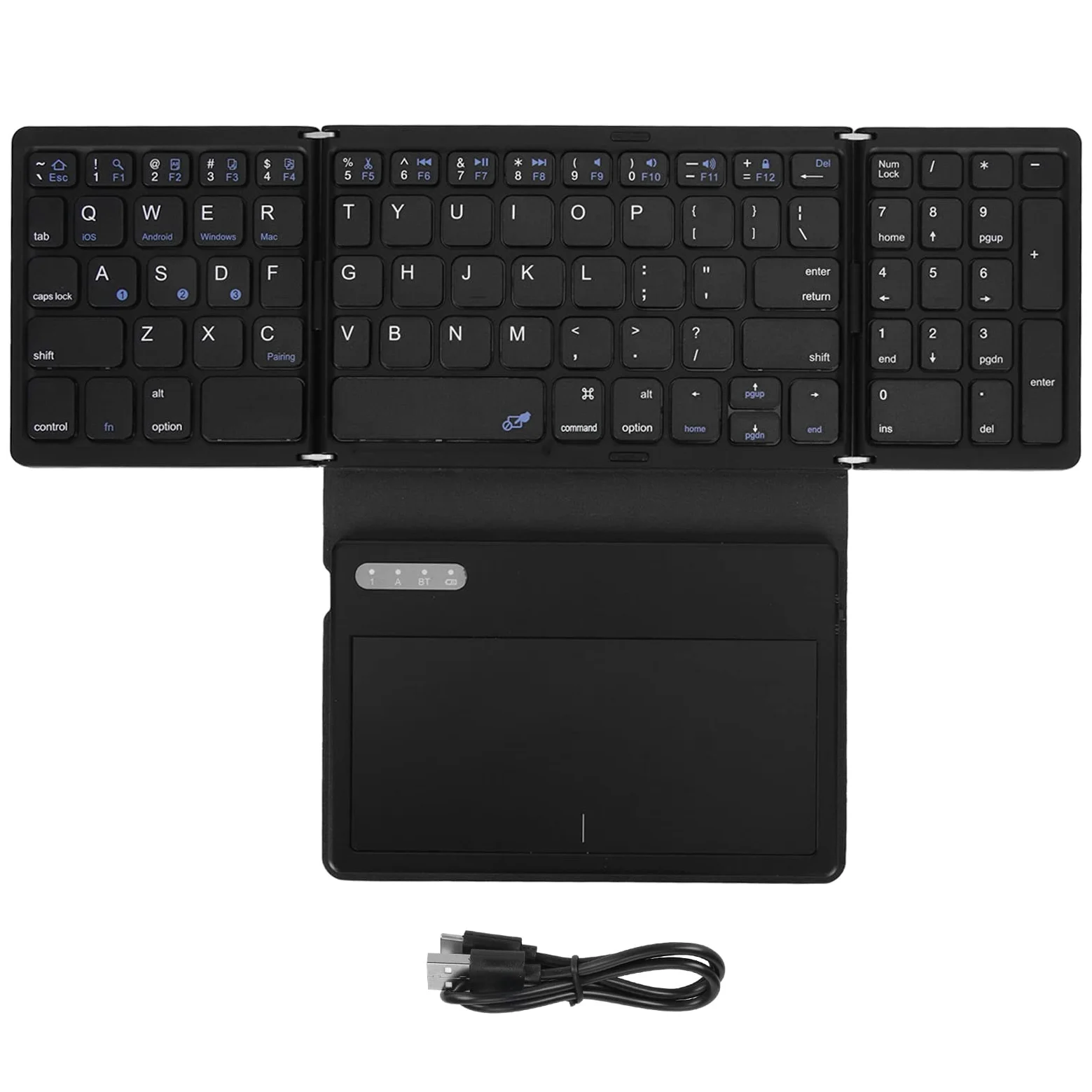 Tastiera Bluetooth Pieghevole Tastiera Bluetooth 5.1 Full Size a Bassa Latenza con Touchpad Ampio per Tablet PU Pelle ABS 81 Tasti