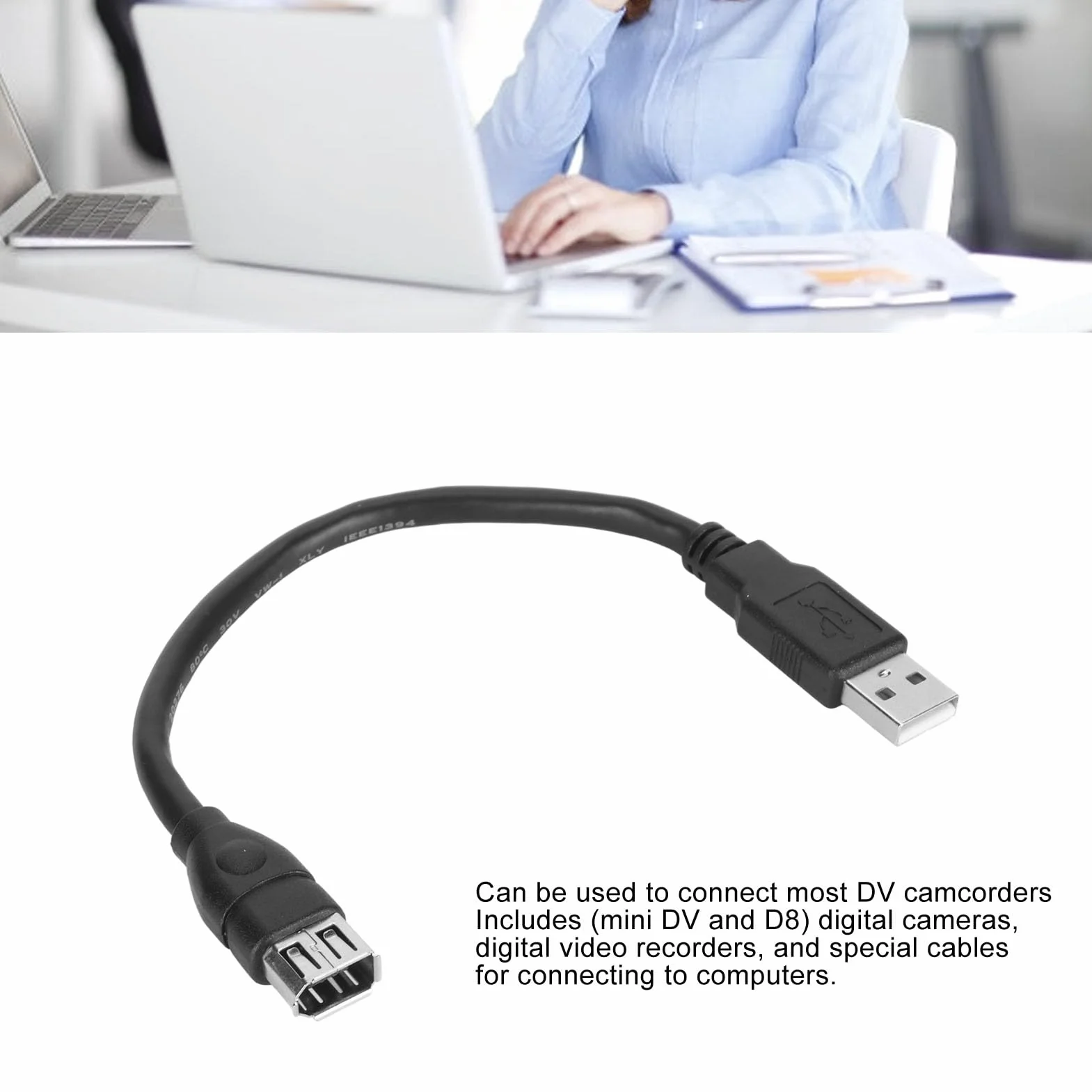 Tonysa Cavo Adattatore Firewire 1394 da 6 Pin Femmina a USB 2.0, Plug and Play, Cavo Flessibile per Fotocamera Digitale Firewire, per la Maggior Parte delle Videocamere DV