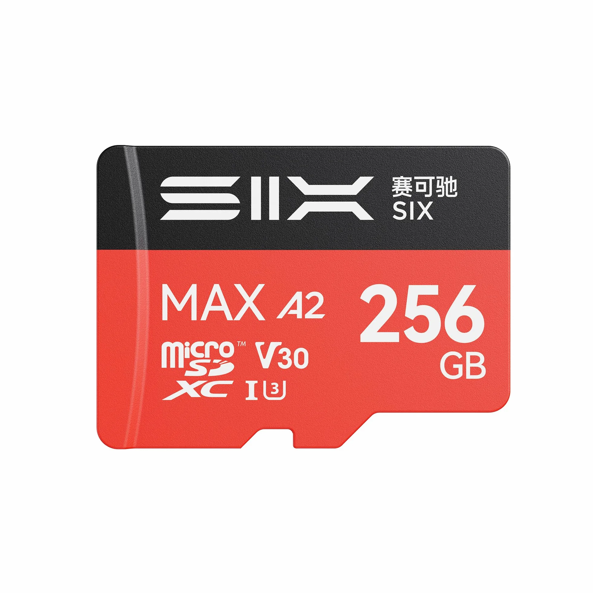 SIX Scheda micro SD M200 da 256 GB, lettura fino a 190 MB/s per registrazione continua 4K UHD, scheda di memoria microSDXC A2, U3, V30, da 256 GB, con adattatore per action camera, droni, console di