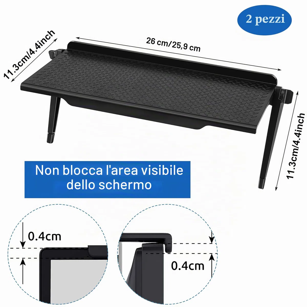 Ripiano Superiore Dello Schermo, 2 Pezzi Ripiano Superiore TV, Supporto Monitor Staffa Router Regolabile, Mensole Porta Decoder Organizer per Computer, Altoparlanti, Telecomando