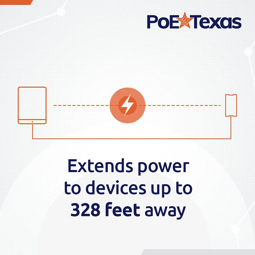 PoE Texas Adattatore da Ethernet a Lightning, alimentazione e dati da 12 W