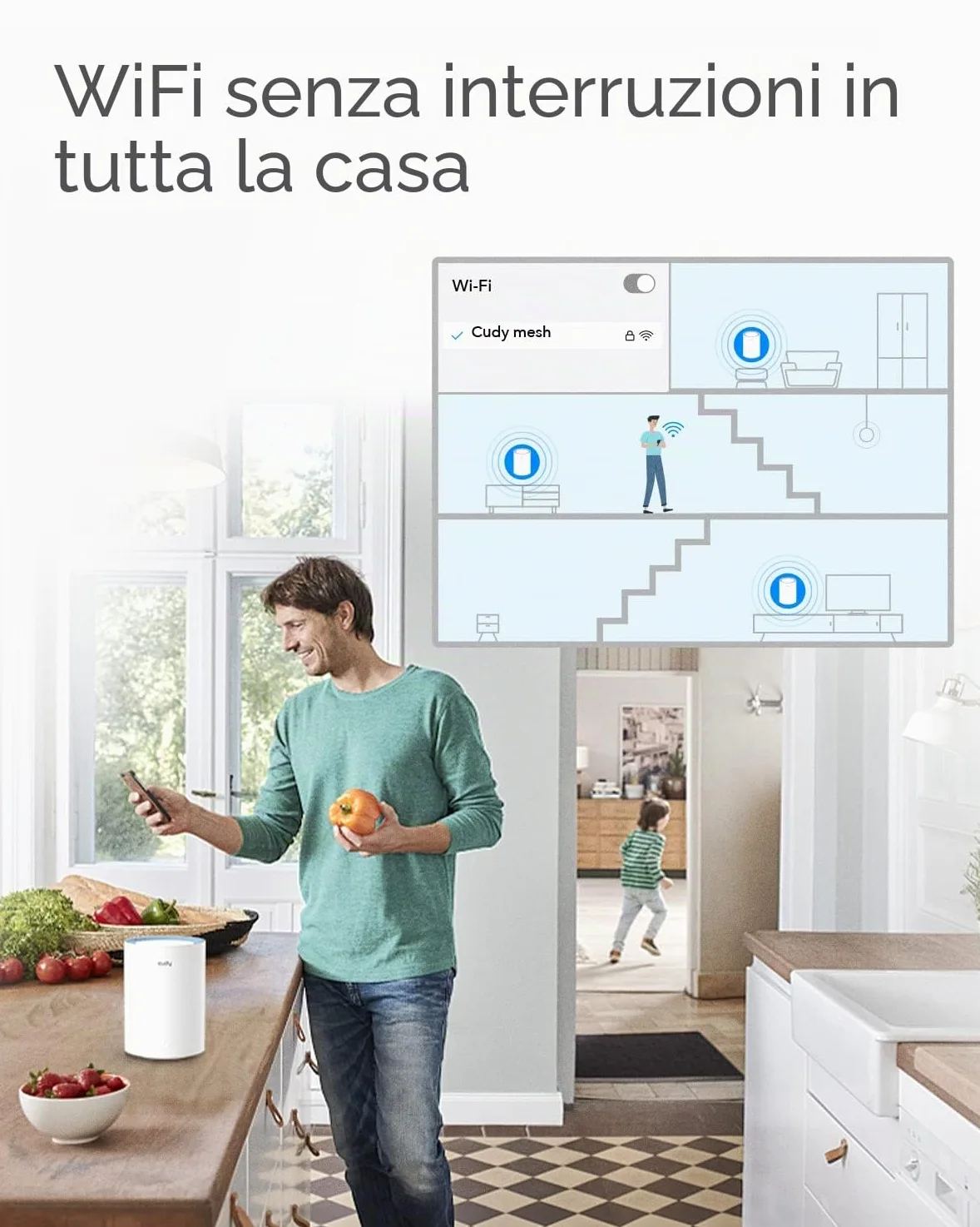 Cudy AC1200 Sistema WiFi a rete per tutta la casa, Router WiFi a doppia banda AC1200, Range Extender, VPN, IPv6, DDNS, M1200 confezione da 3