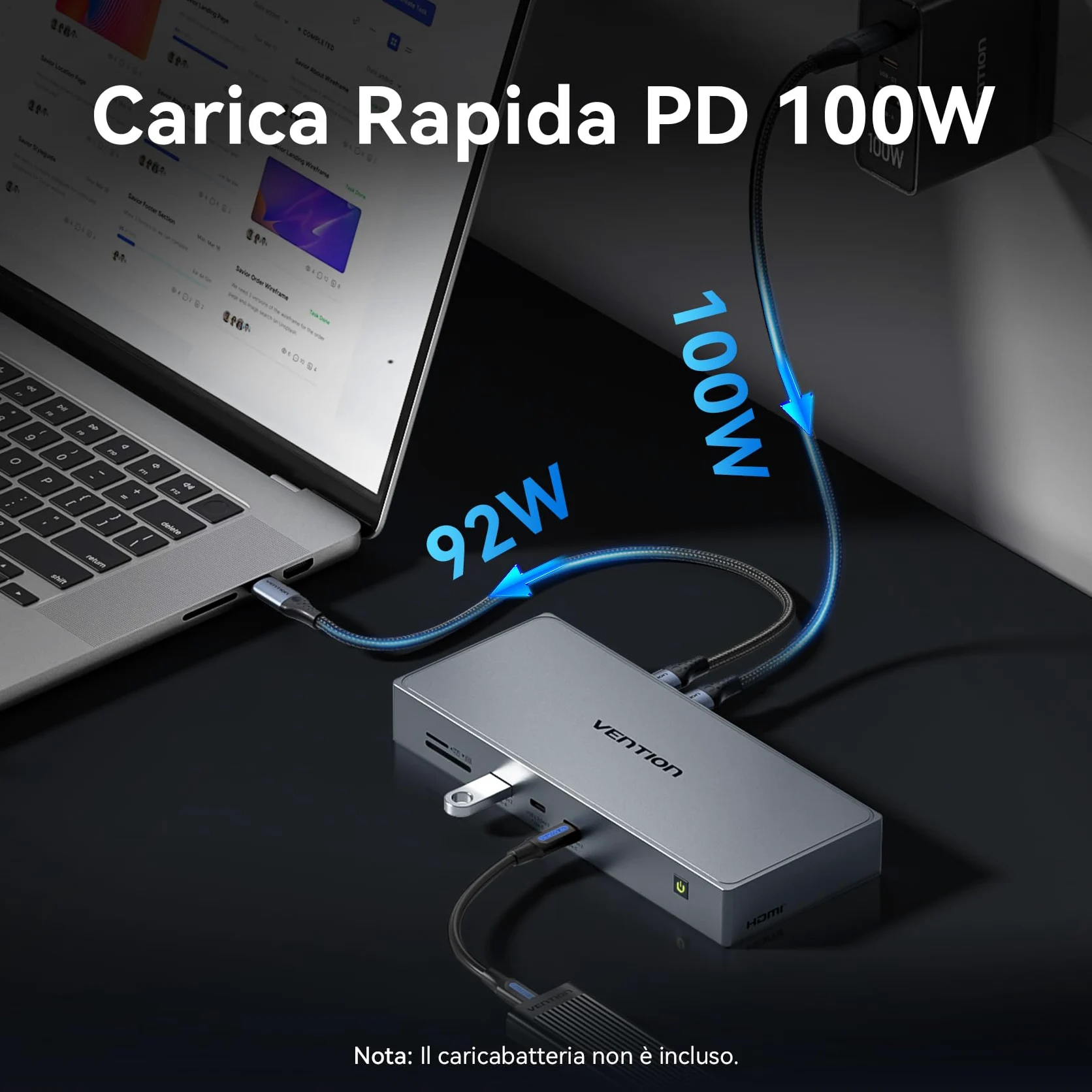 VENTION Docking Station DisplayLink per MacBook M1/M2/M3/M4, Docking Station USB C 11 in 1 con Doppio Monitor 4K@60Hz,Stazione per portatile con USB A/C 10Gbps,HDMI,DP,PD 100W,SD/TF