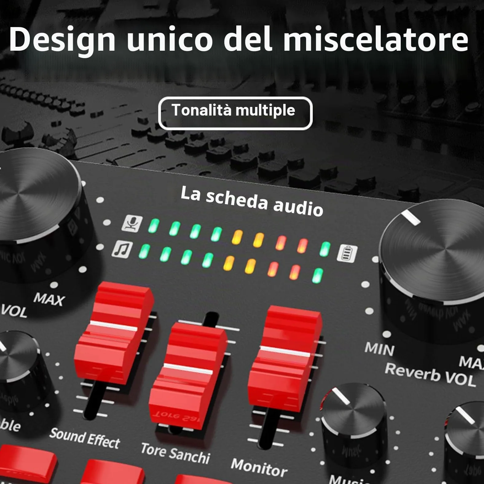 Scheda Audio Live, 16 Effetti Sonori V8S Voice Changer Scheda Audio Connessione Wireless, 8 modalità Divertenti, Scheda Mixer Audio per Karaoke, Design Leggero