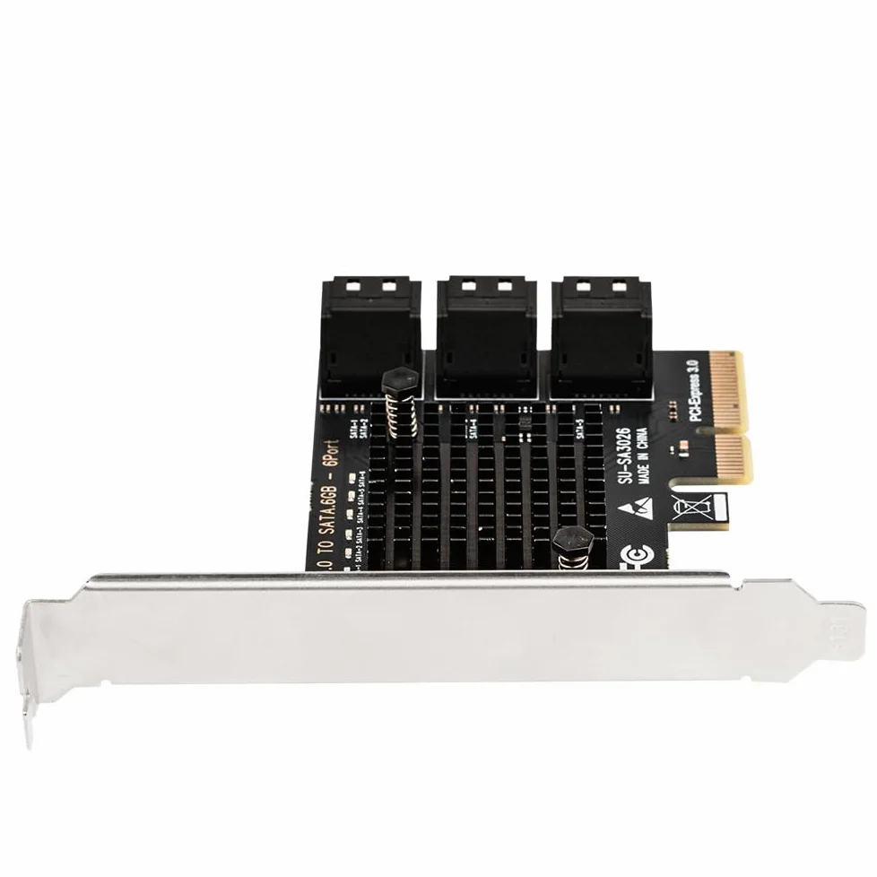 Adattatore PCIE a SATA, scheda di espansione PCIe 3.0 x2 a 6 porte con ASM1166 per aggiornamento di archiviazione desktop, server domestico, libreria multimediale, PC di backup e workstation